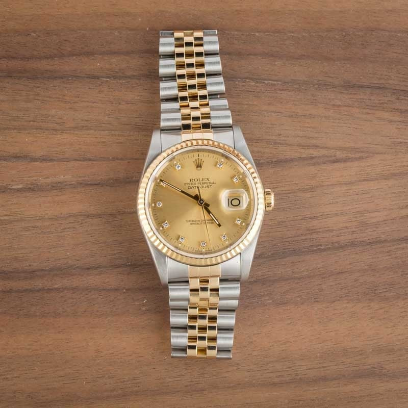 Rolex Datejust 36 16233 Champagne Diamond Dial - 6