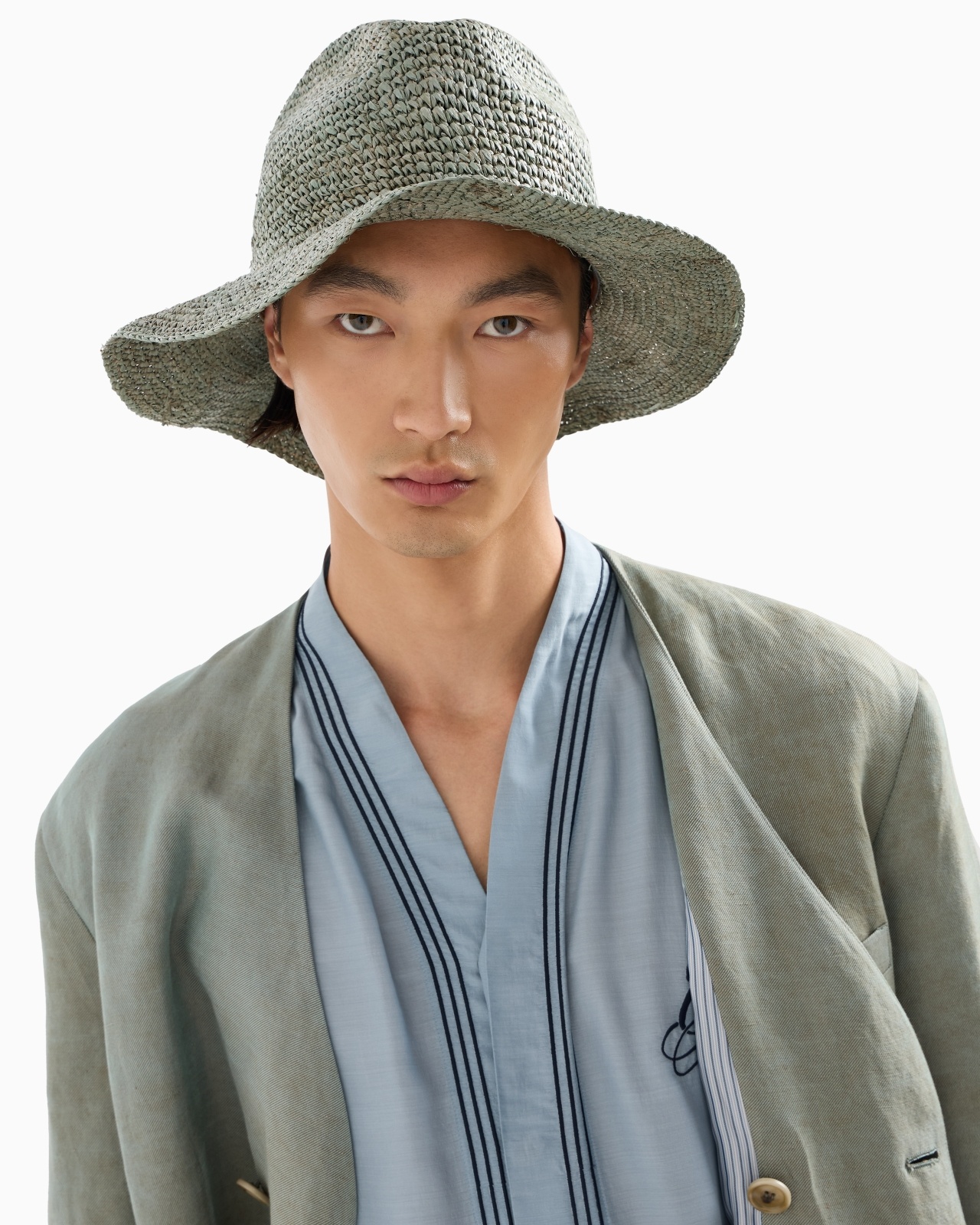 DOUBLE-BREASTED JACKET IN IRIDESCENT LINEN TWILL - 6