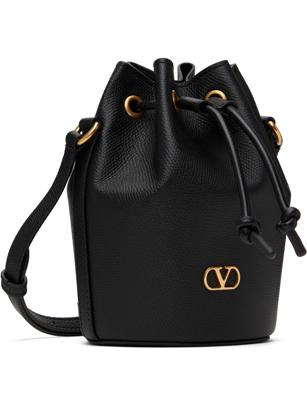 Black Mini Drawstring VLogo Signature Bag - 2