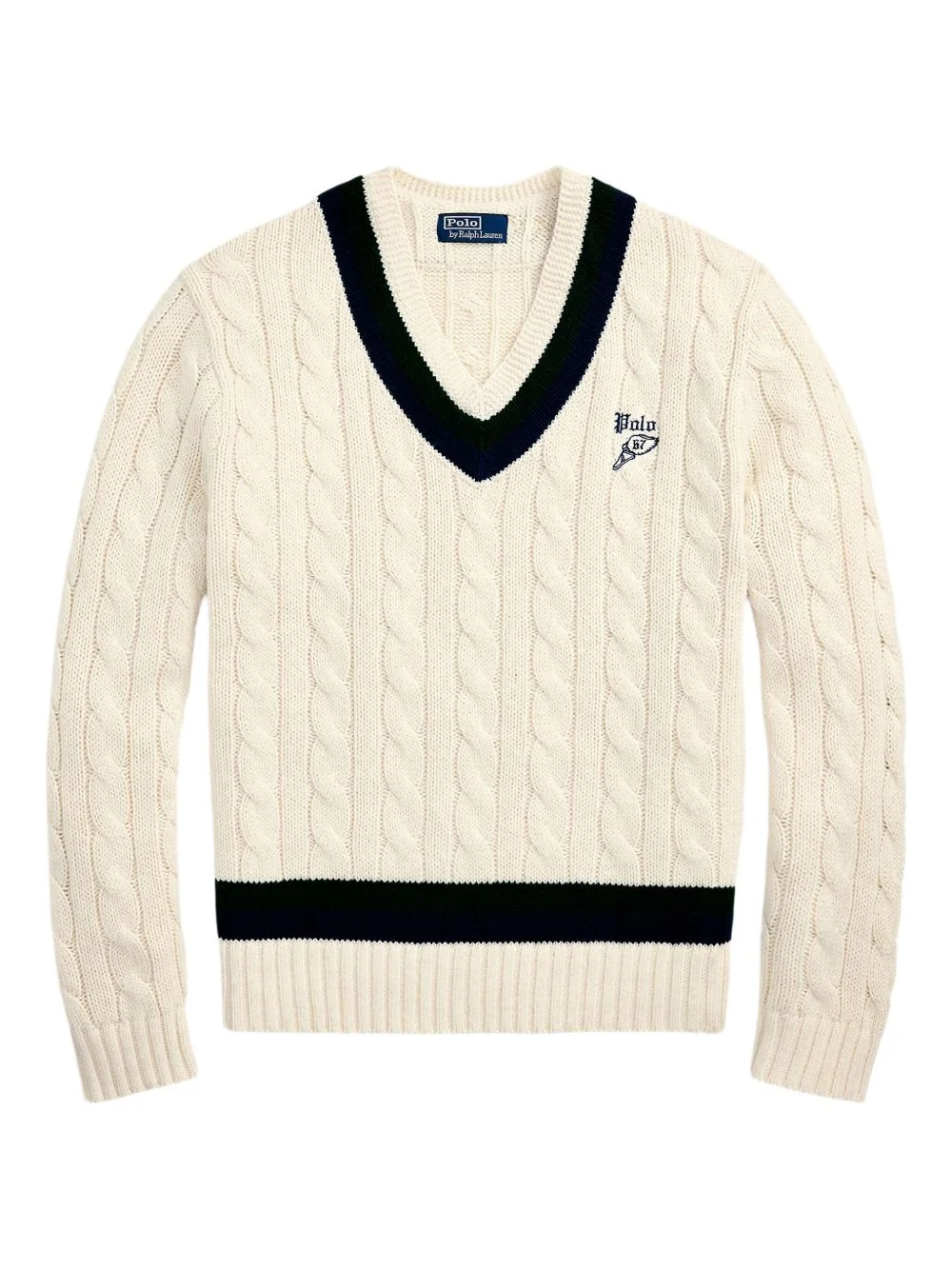 embroidered-logo v-neck sweater - 1