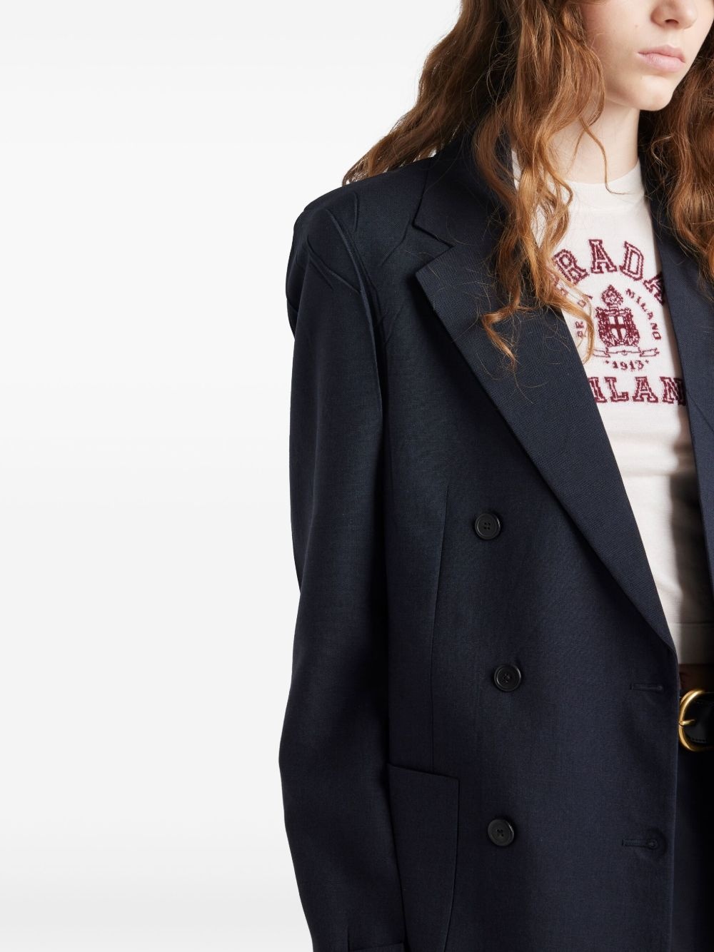 double-breasted kid mohair blazer - 5