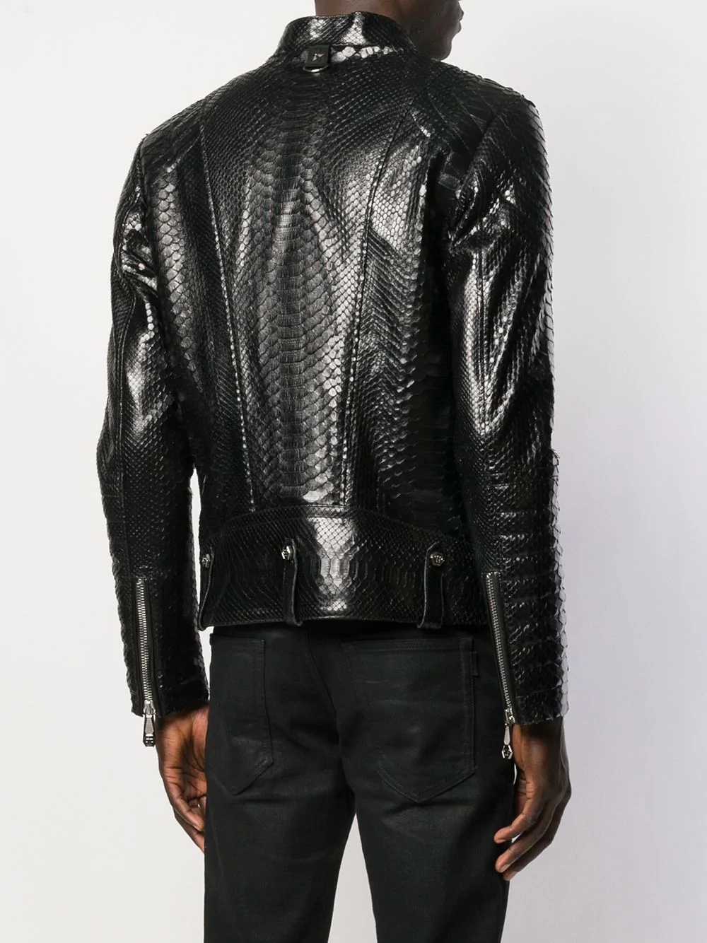 snake-effect biker jacket - 4