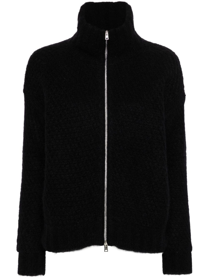 zip-up brushed cardigan 1