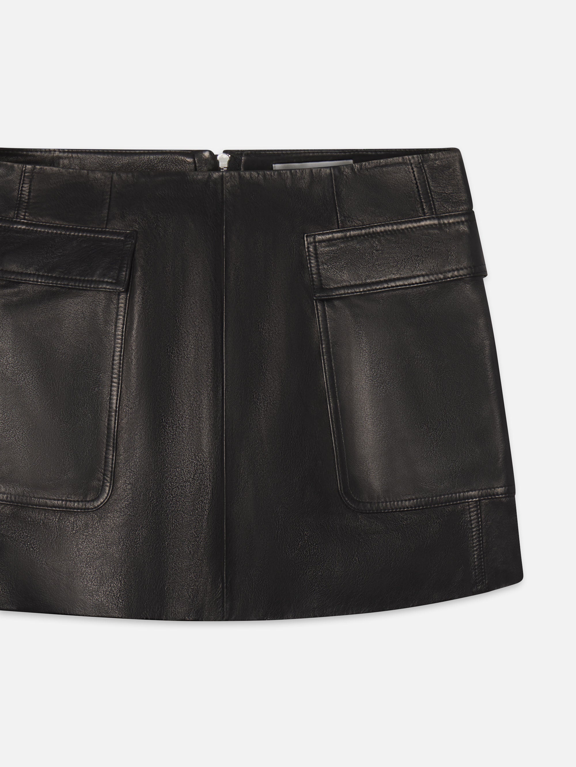 The Leather Cargo Skirt in Black - 3