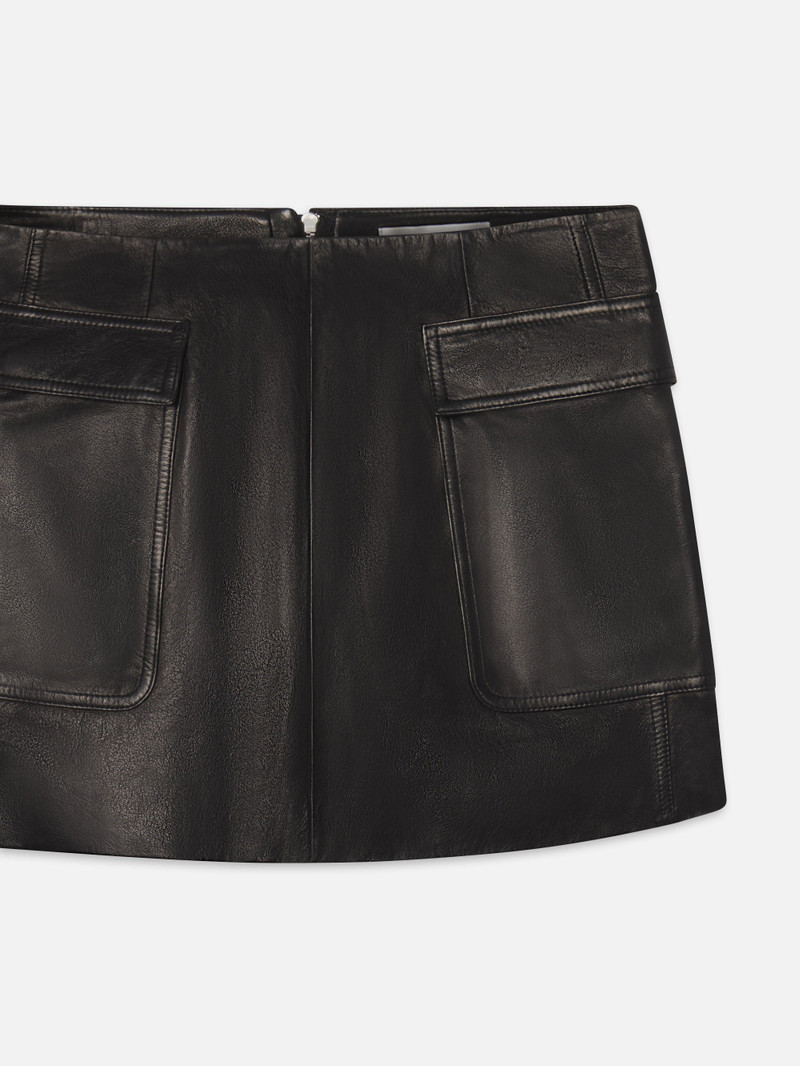 The Leather Cargo Skirt in Black 3