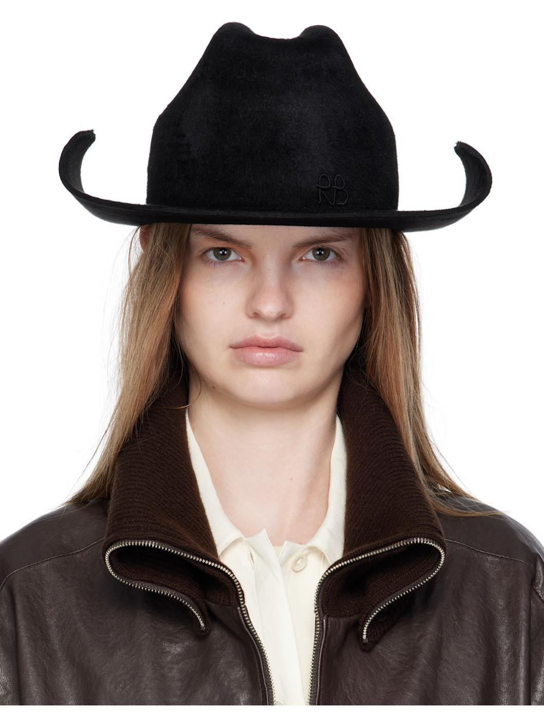 Black 'RB' Monogram Cowboy Fedora - 1