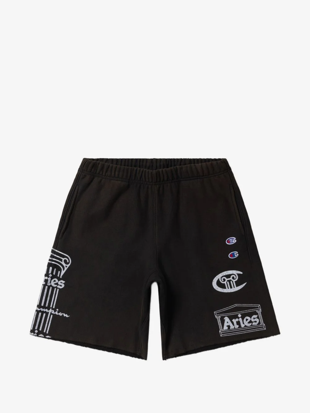 x Aries logo-print raw-cut shorts - 1