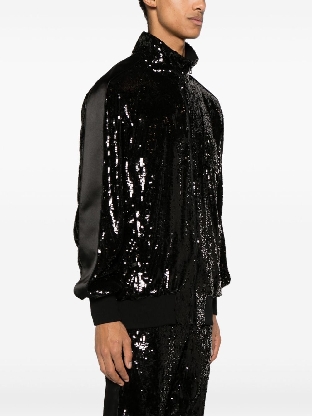 sequinned silk track jacket - 3