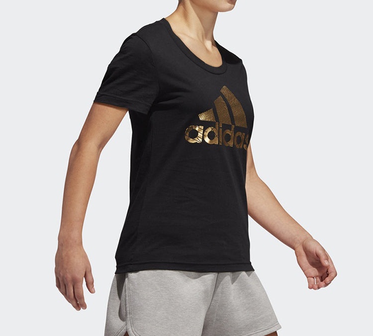 (WMNS) adidas Alphabet logo Short Sleeve Black DV3025 - 5