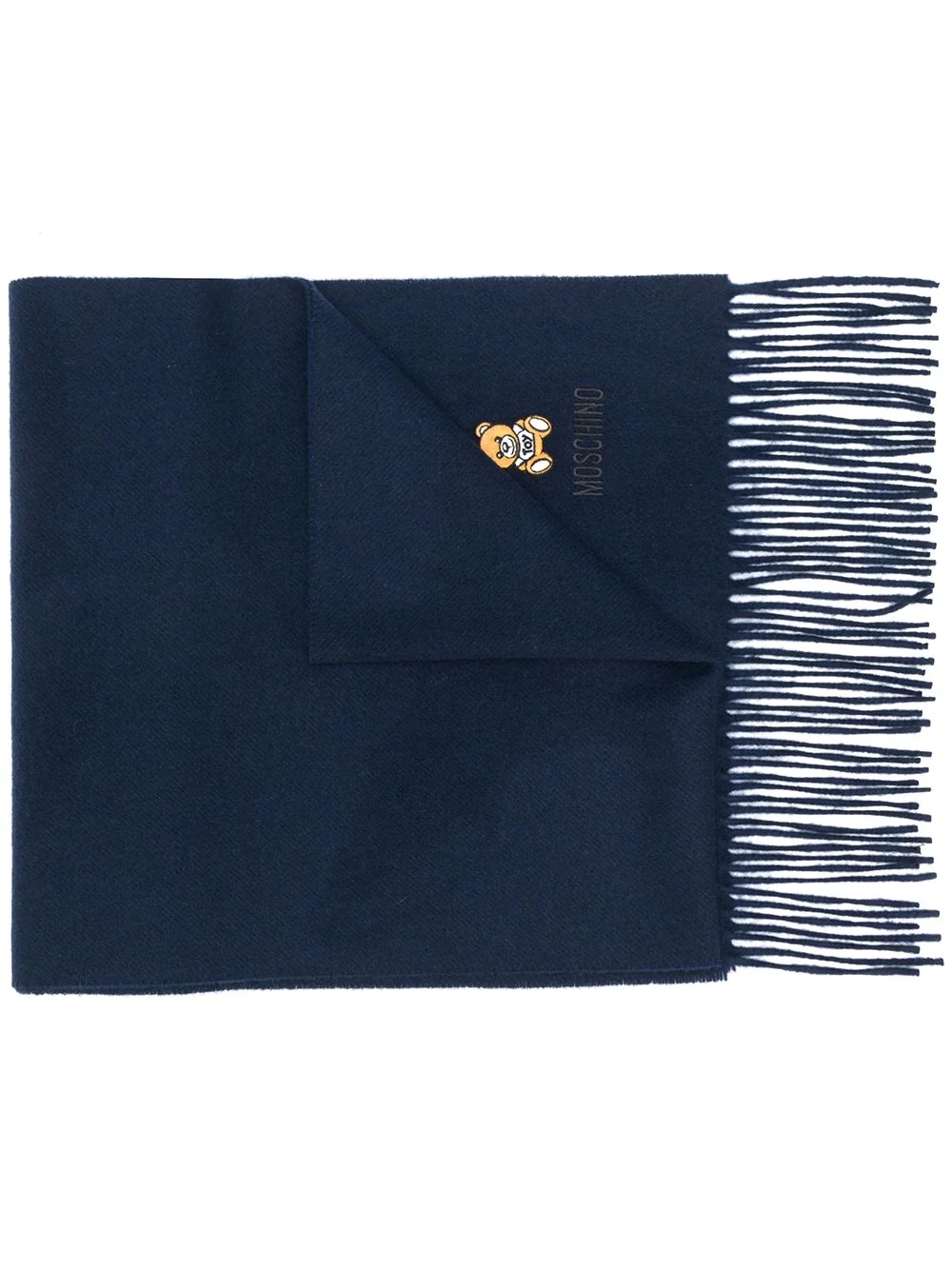 logo-embroidered fringed scarf - 1