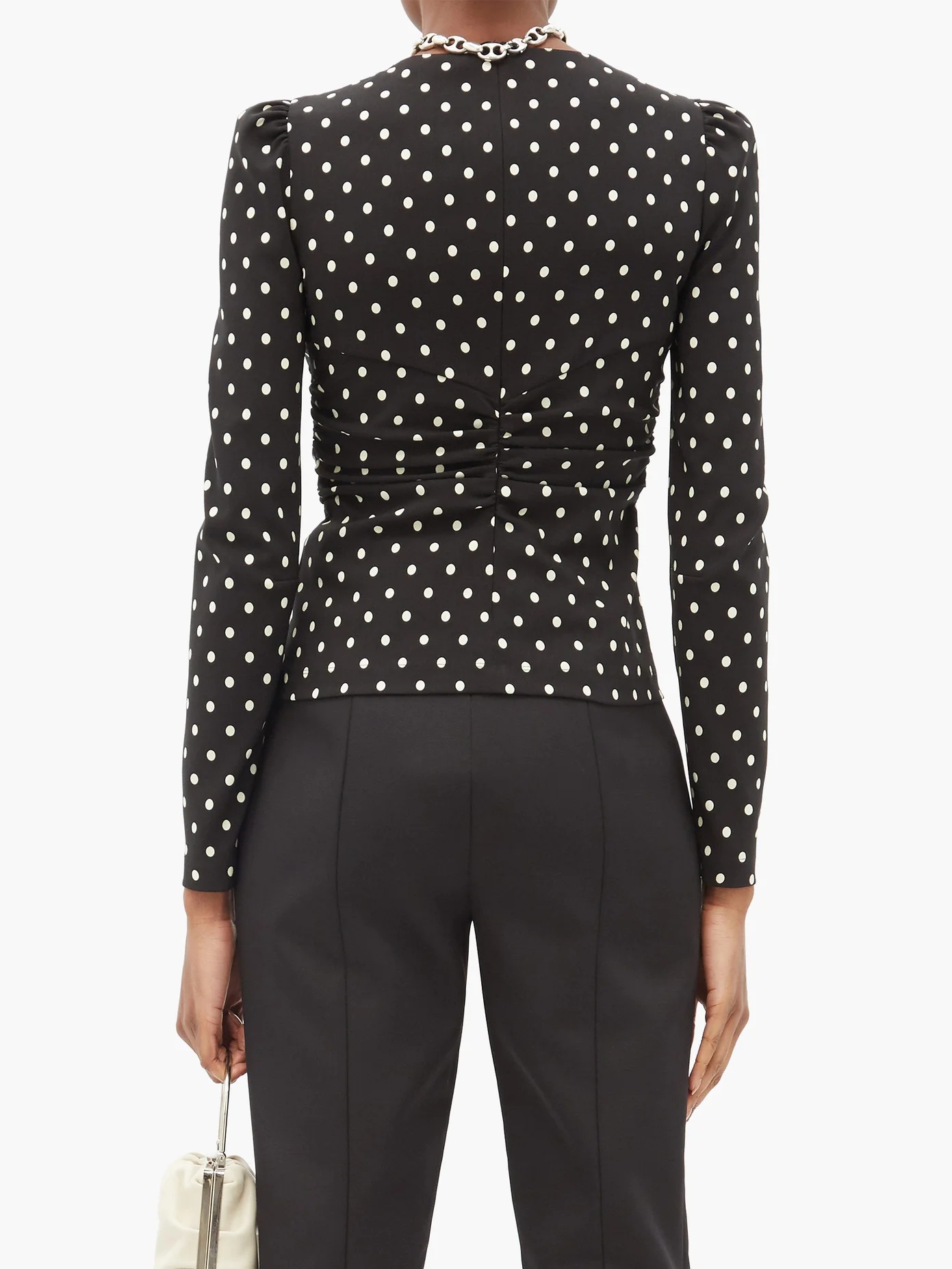 Ruched polka-dot crepe top - 5