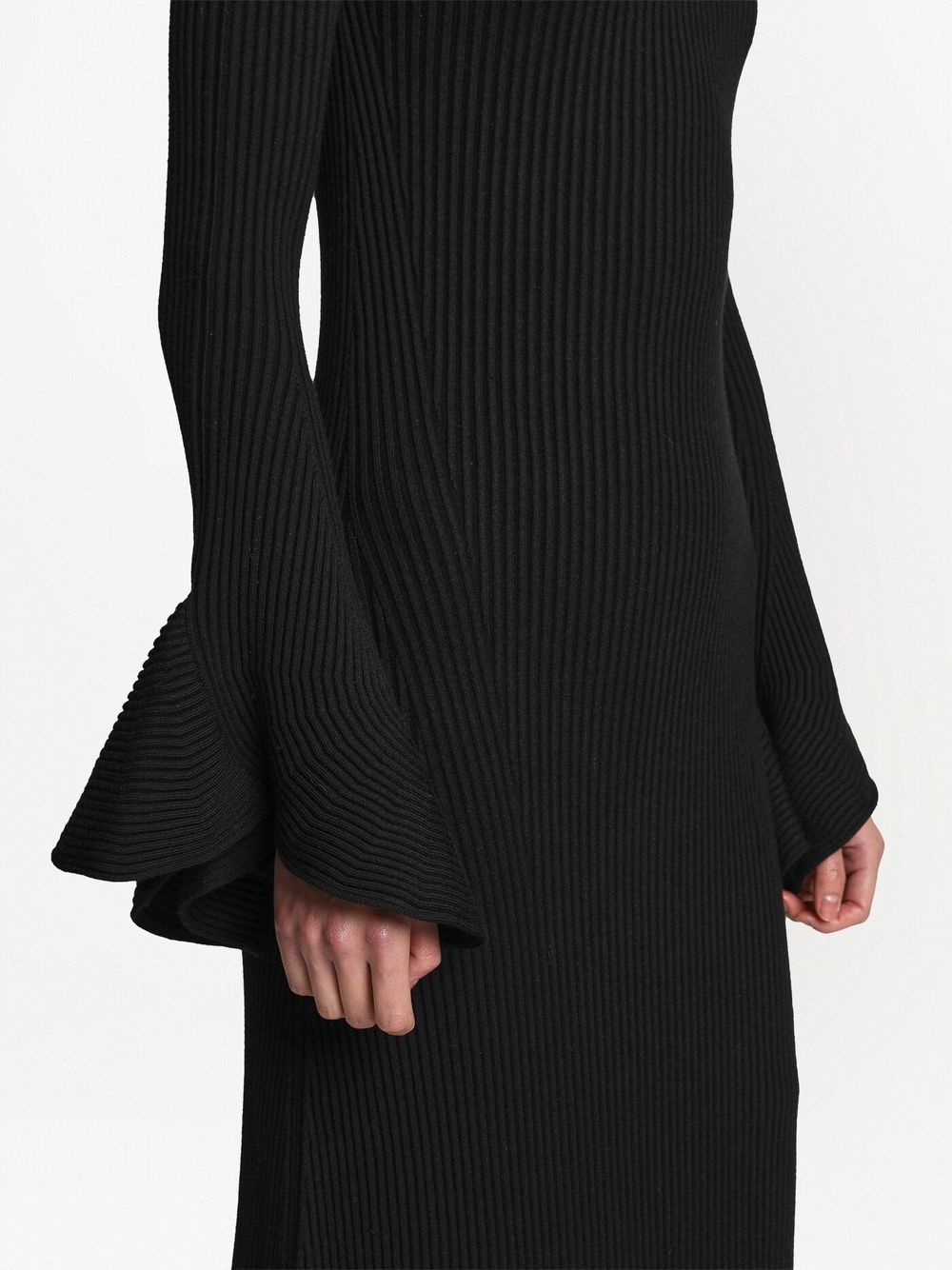 ribbed-knit flute-sleeved dress - 5