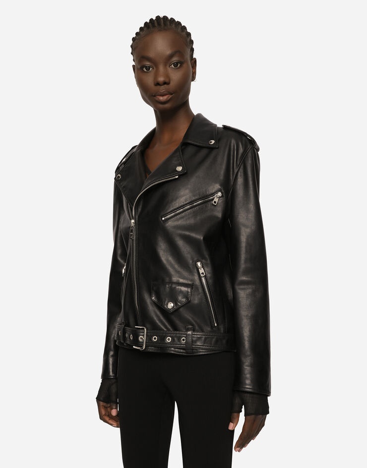 Leather biker jacket - 4