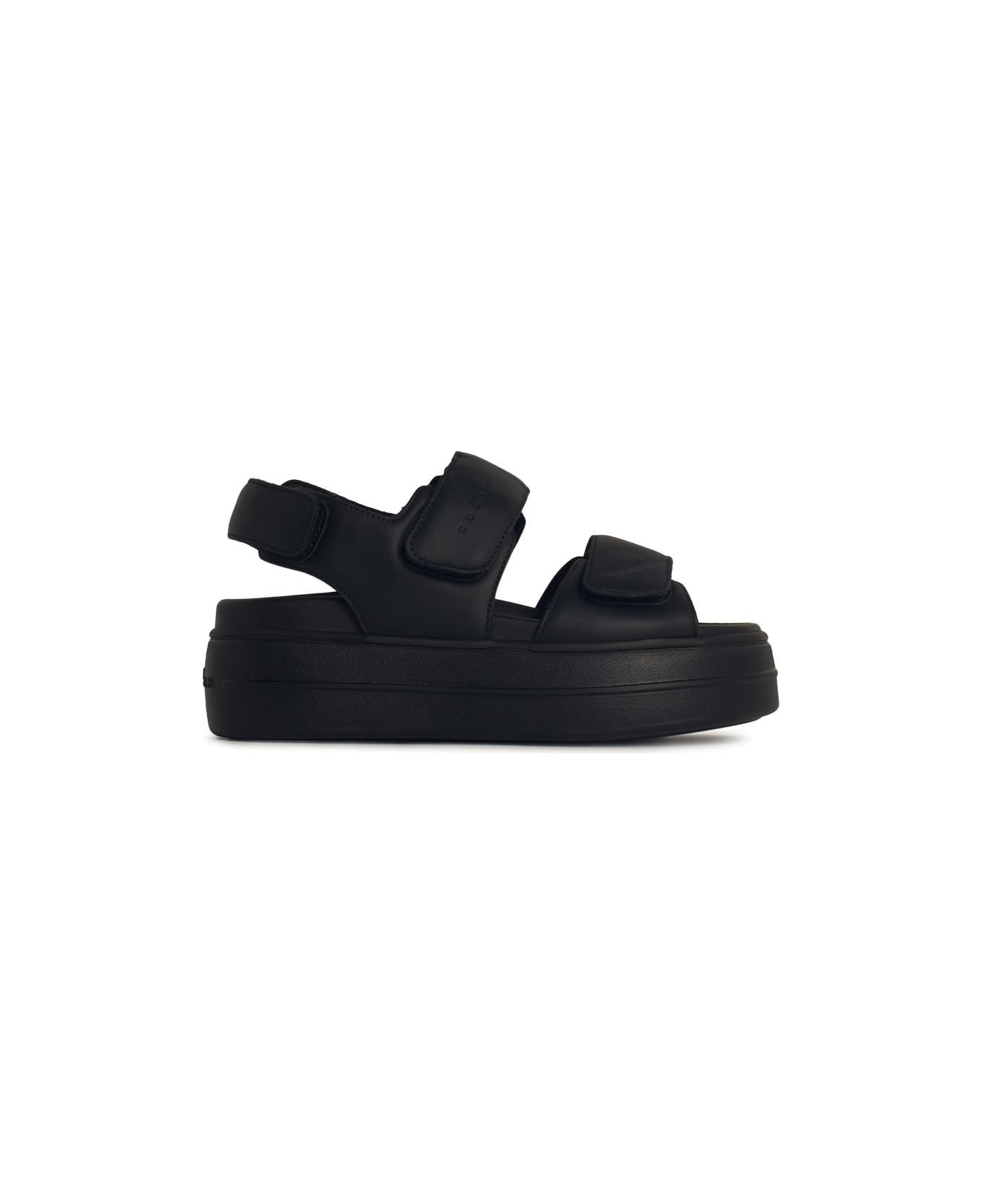 'h680' Black Leather Sandals - 1