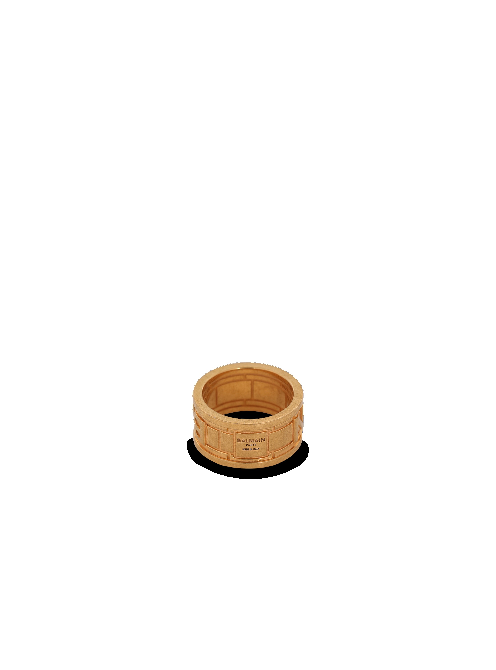 Gold-tone brass Tubular ring with chain - 4