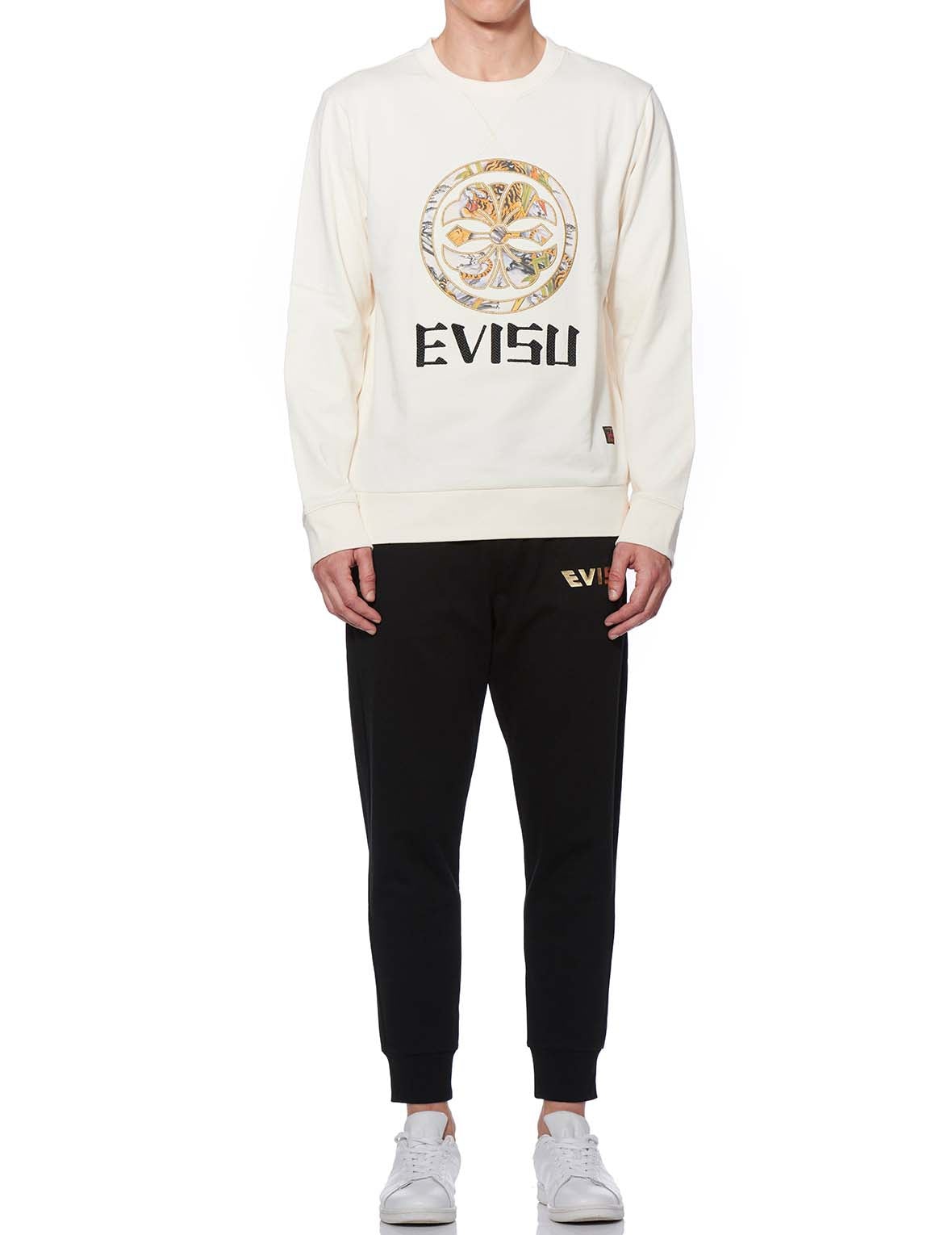 Sweatshirt with Allover Tiger Ink Wash Painting Kamon and Daicock Print - 5