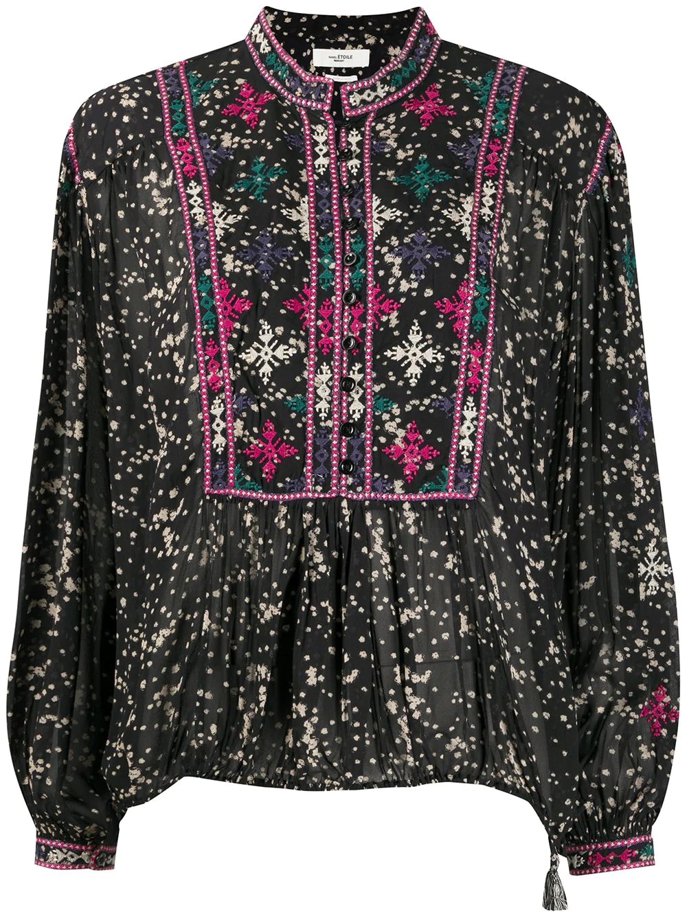 embroidered floral-print blouse - 1