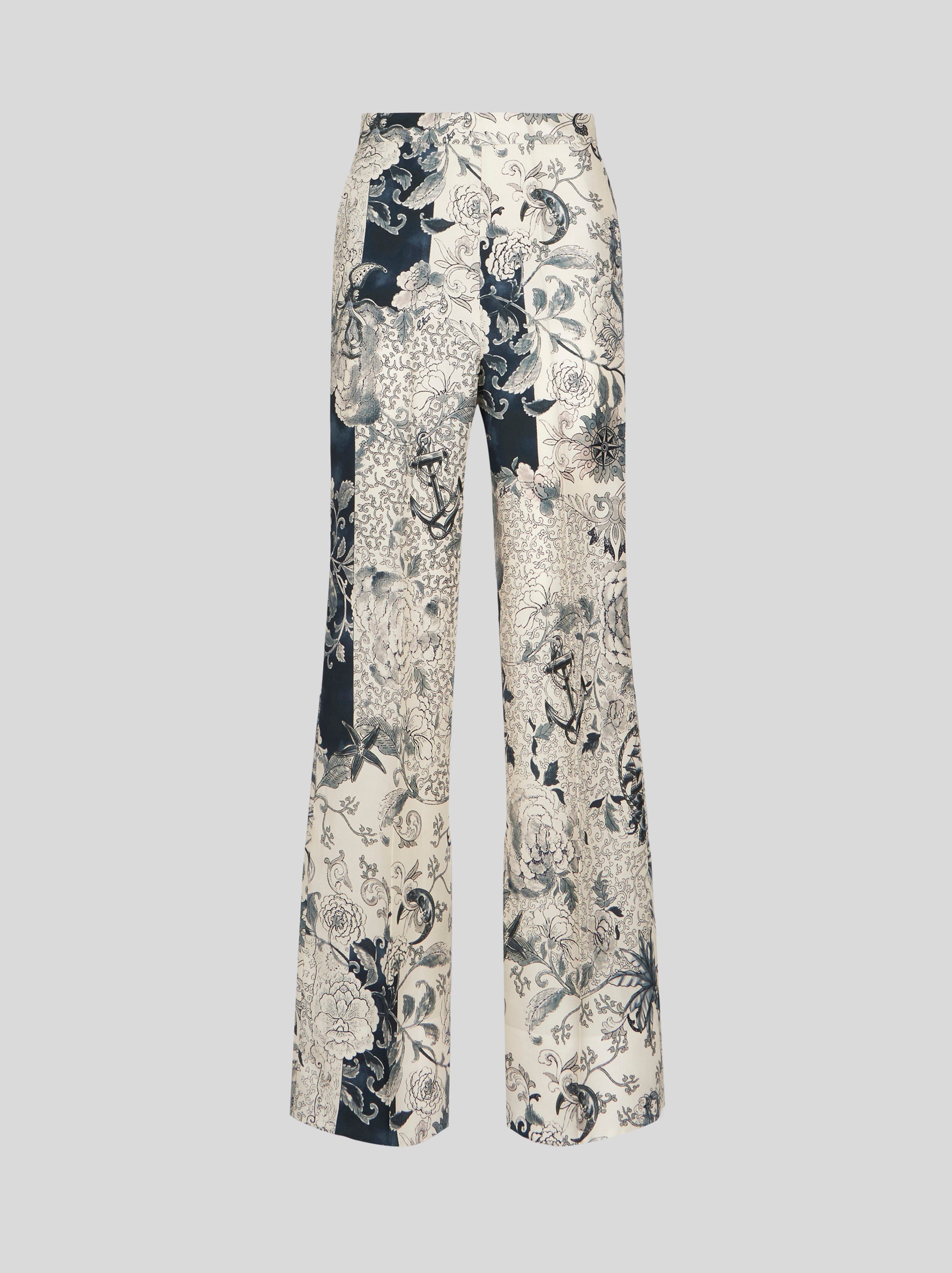 PRINTED SILK PALAZZO TROUSERS - 1