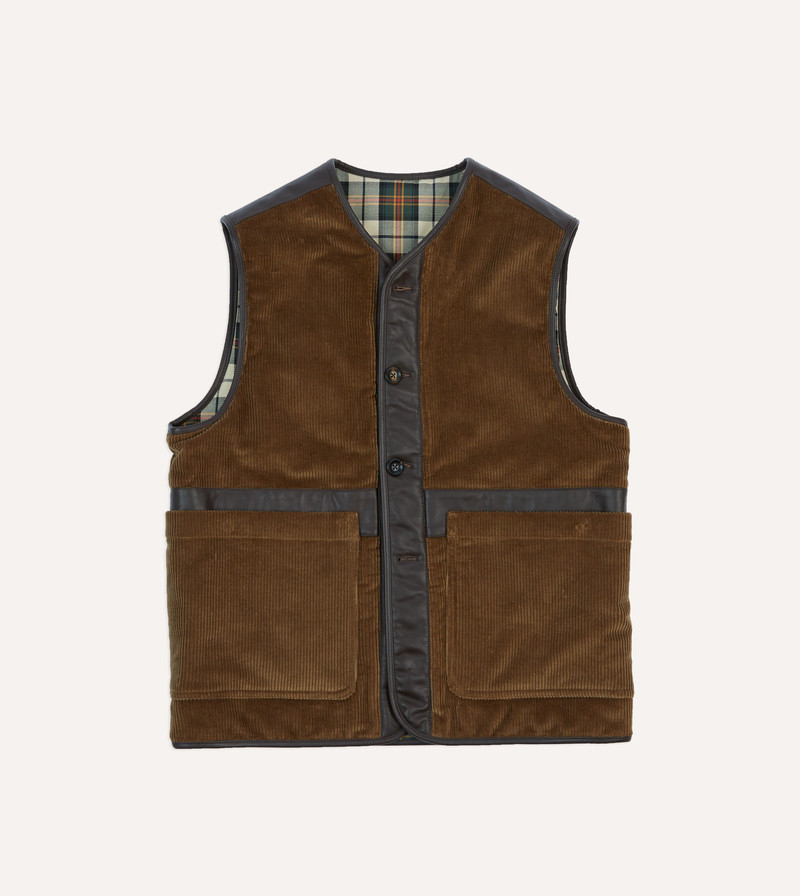Brown Corduroy Wadded Vest 1