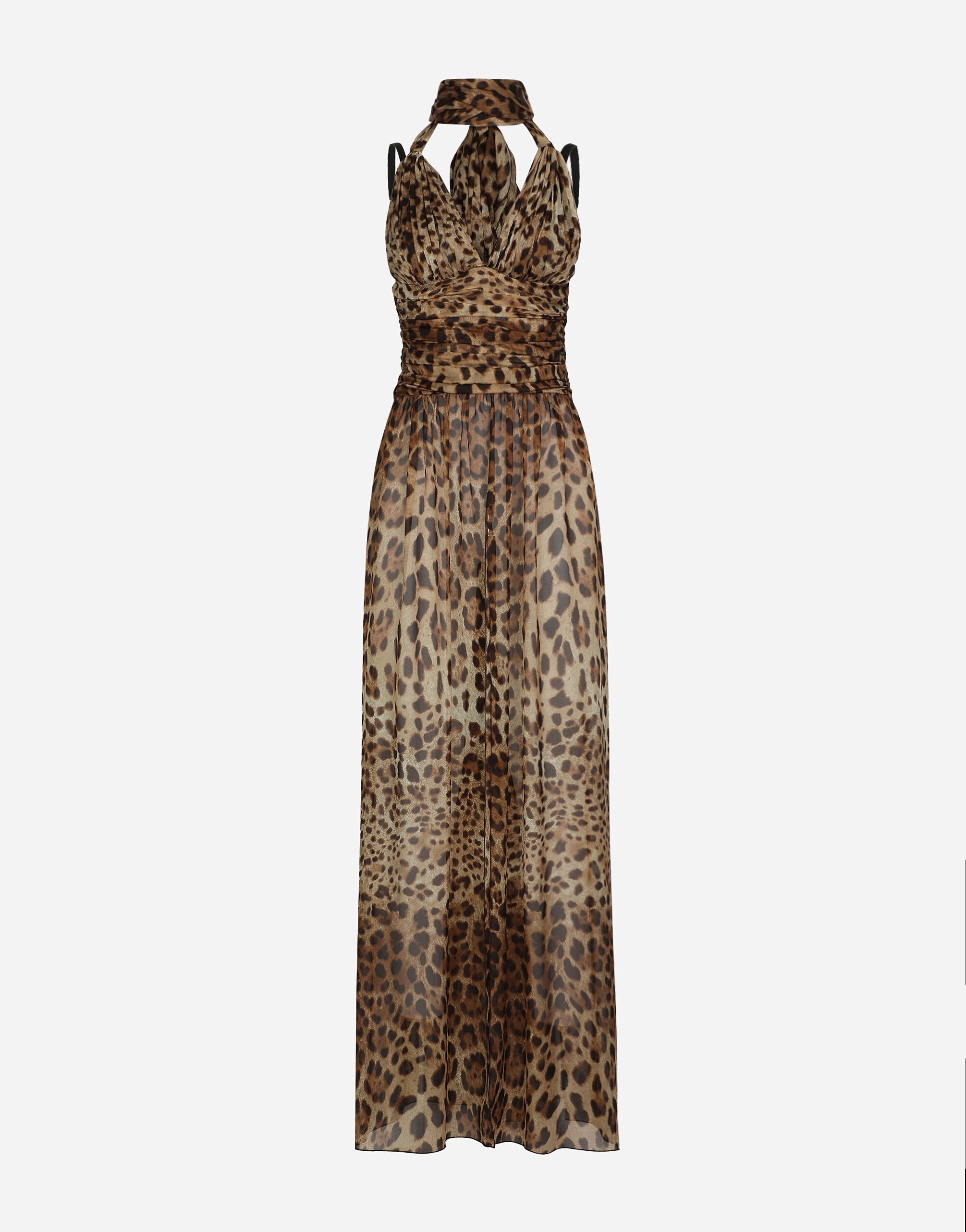 【関税&送料込】Dolce & Gabbana Leopard Print Charmeuse Long Leopard-print charmeuse midi dress in Multicolor for Women