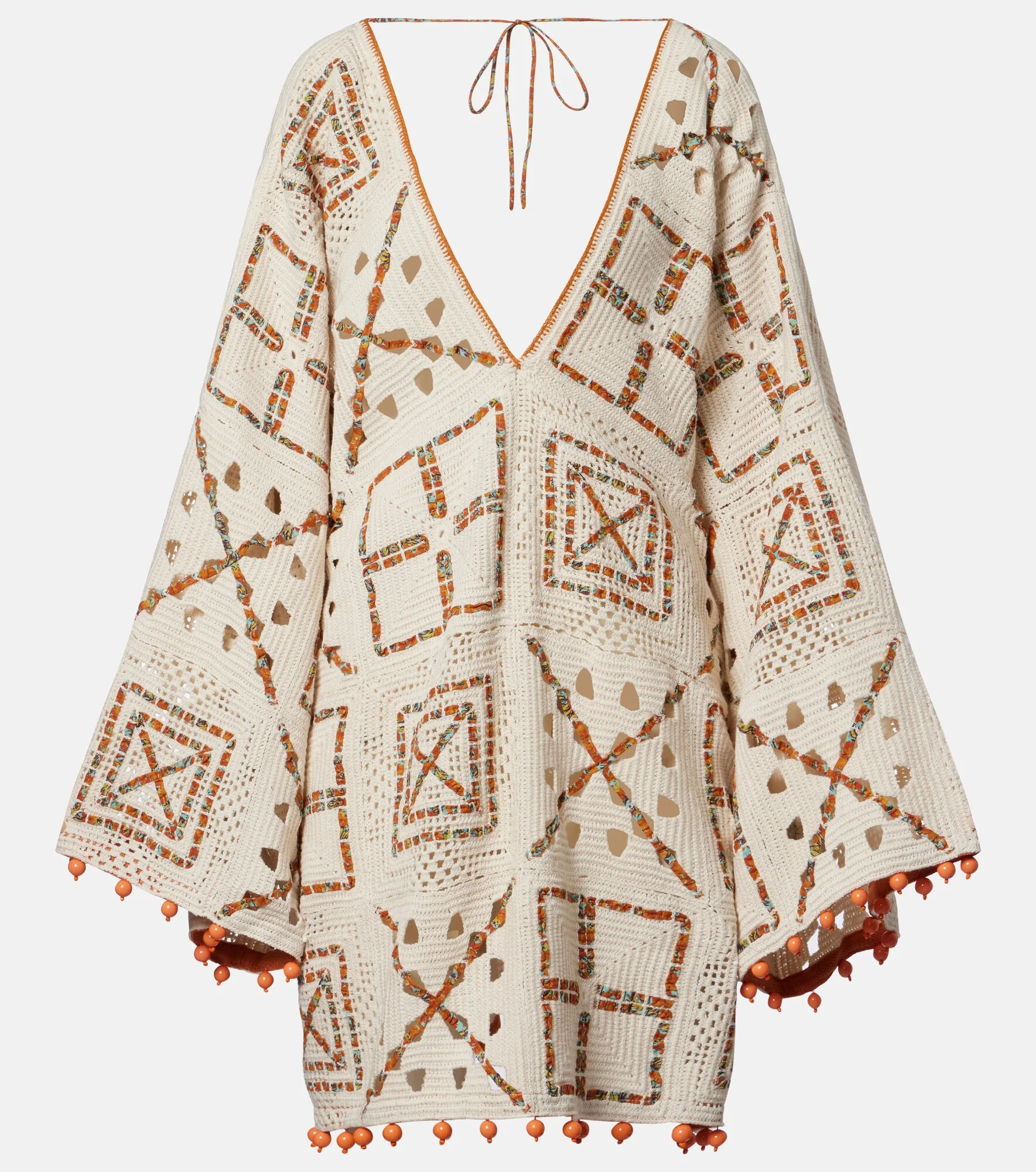 Marva beaded crochet cotton minidress - 1