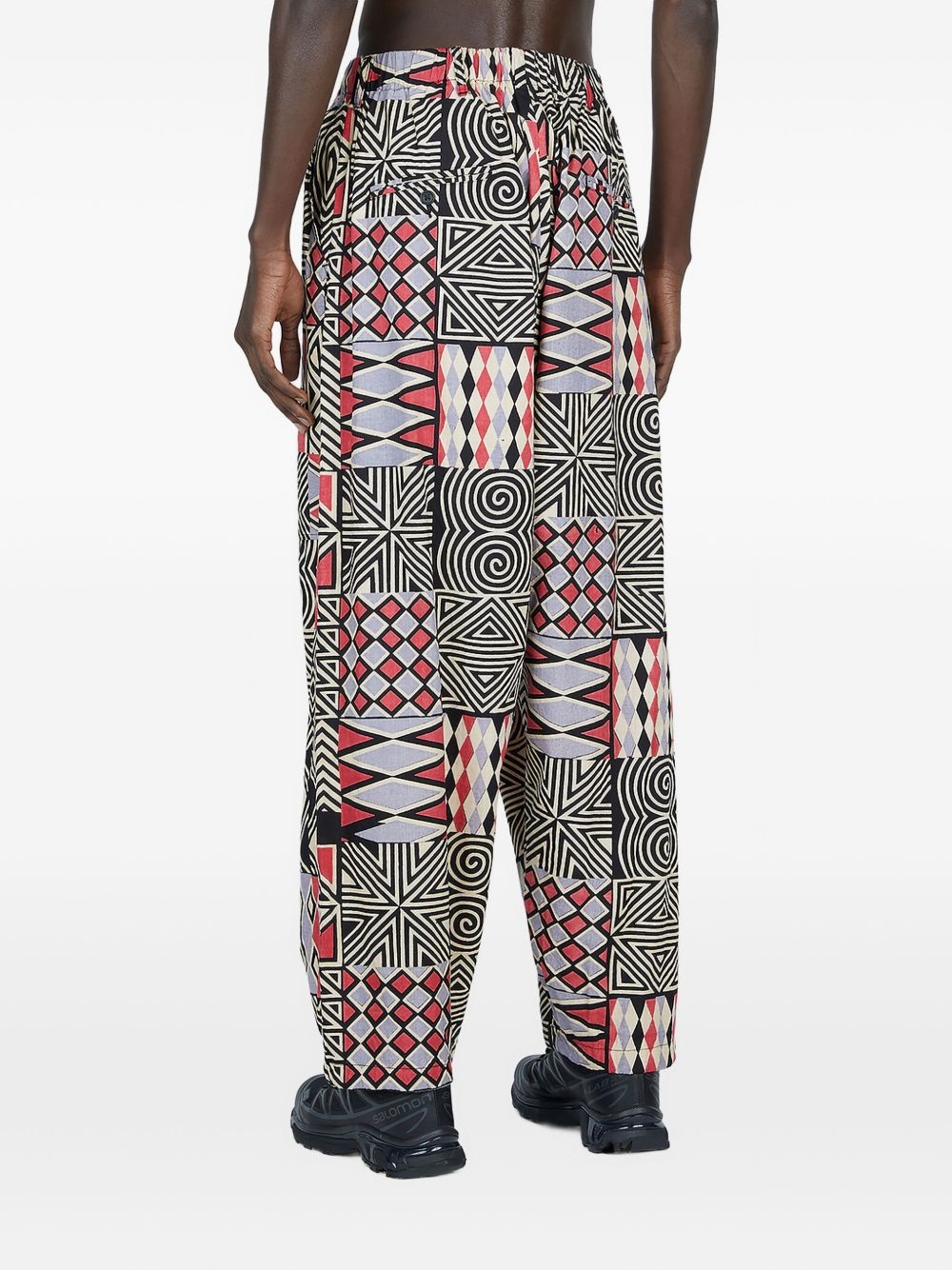 patchwork pleated trousers - 4