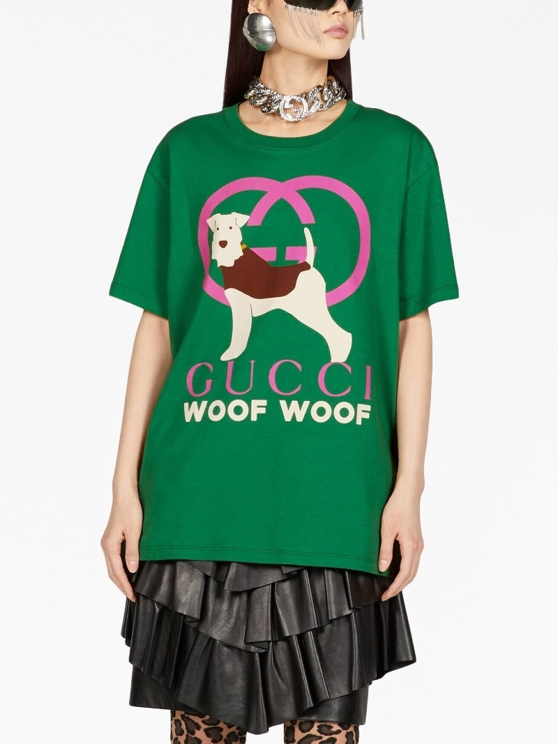 Woof Woof-print cotton T-shirt 3