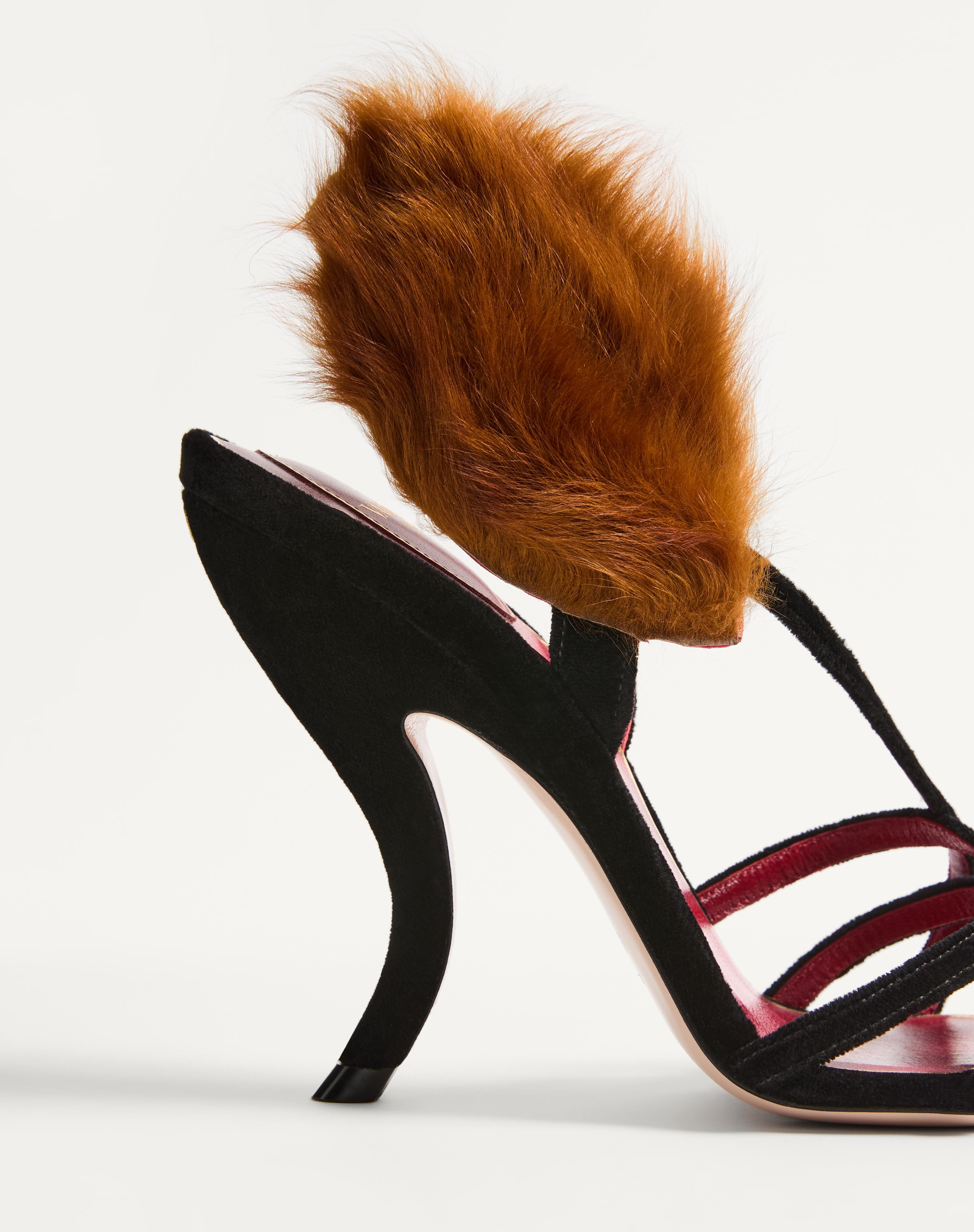 FETISHIQUE VELVET SANDAL WITH FUR LEAF 105MM - 7