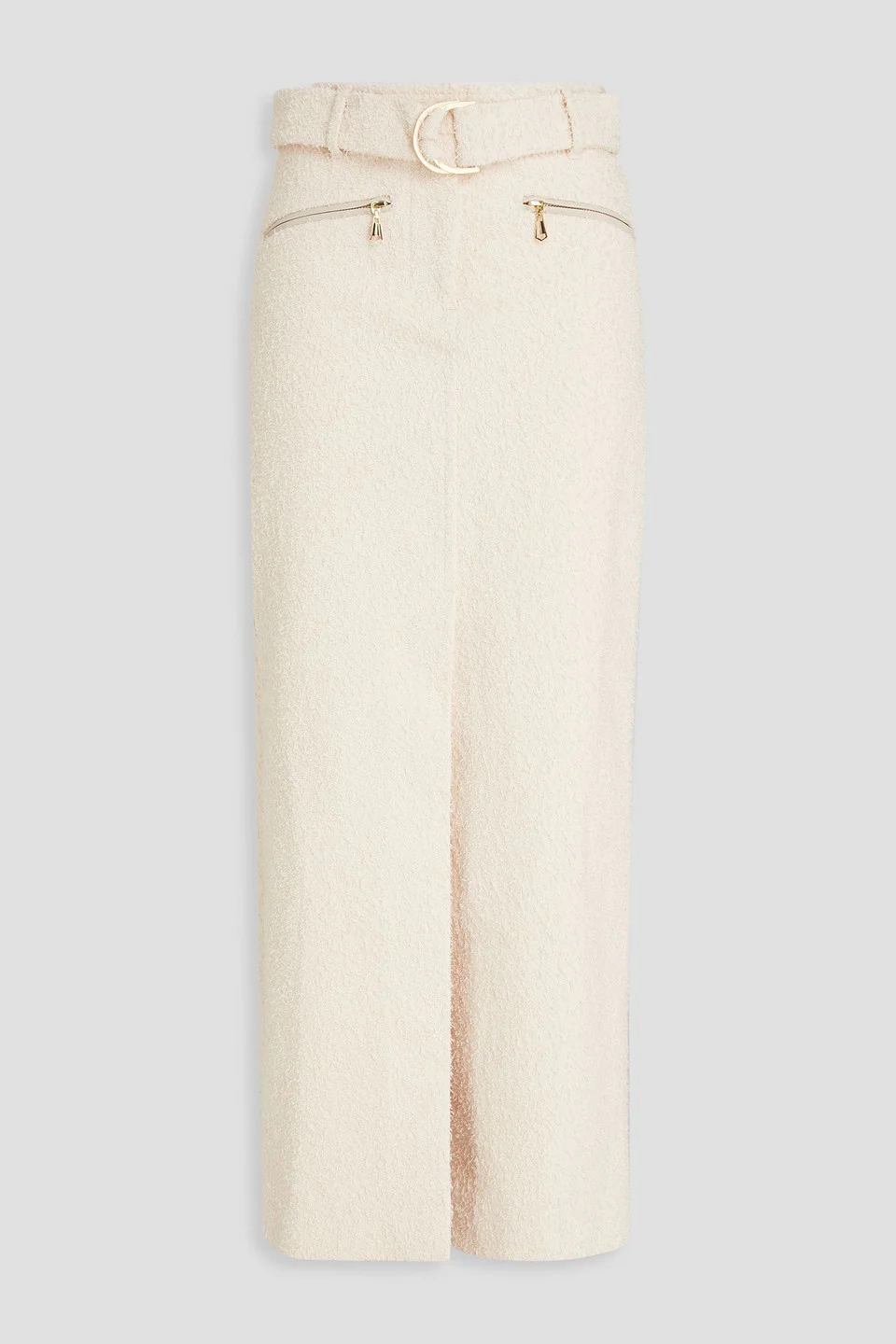 Belted cotton-blend bouclé maxi skirt - 1