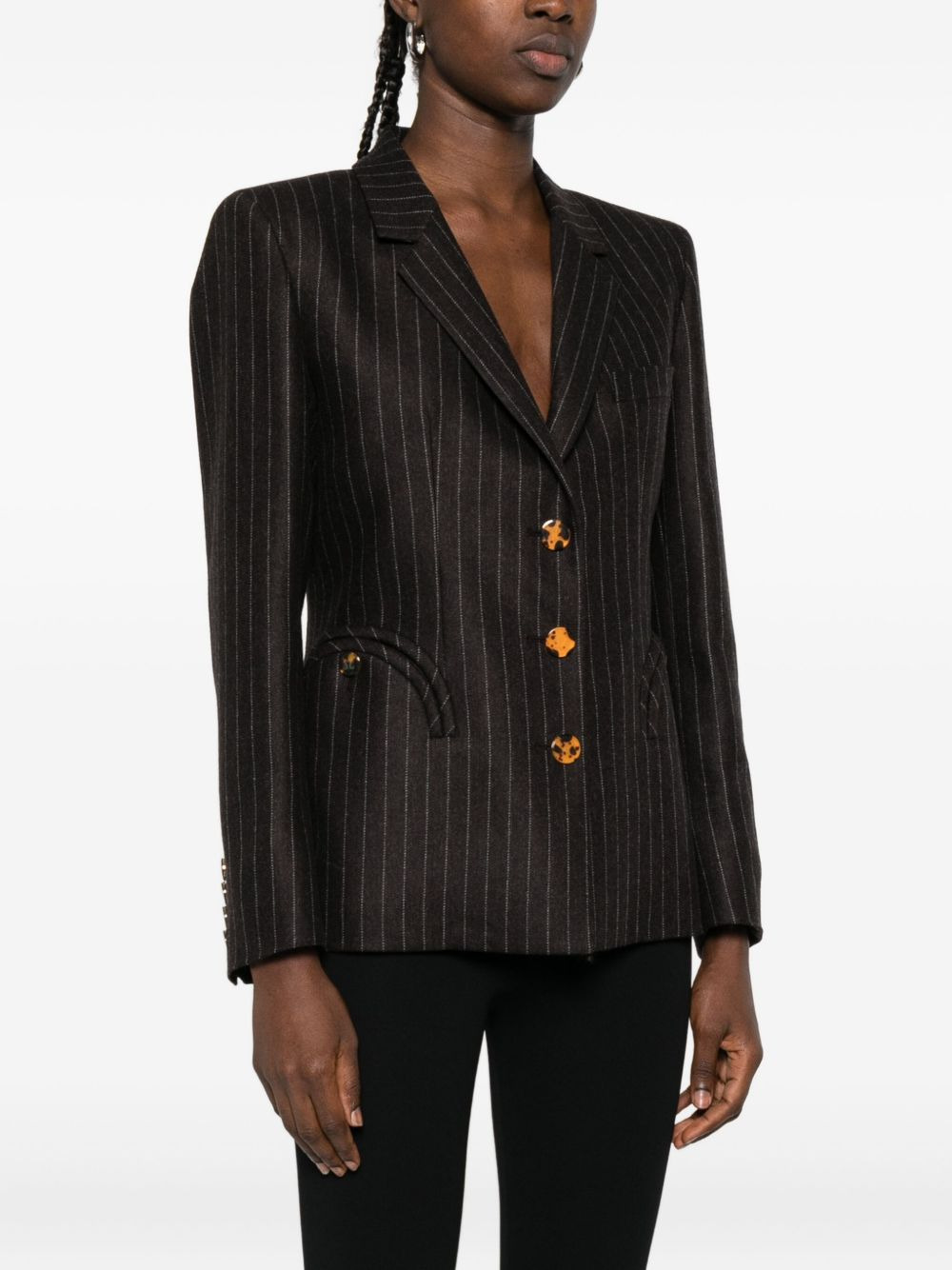Lady Maud pinstripe button-detail blazer - 3