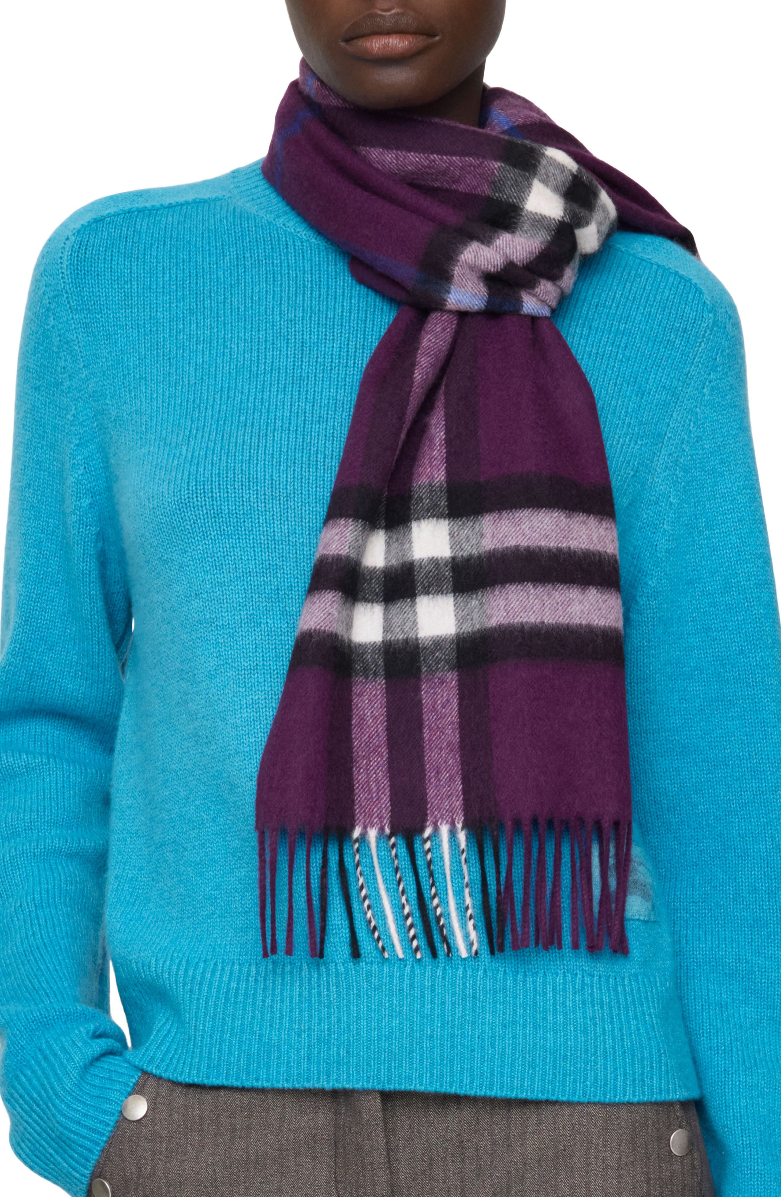 burberry Giant Check Cashmere Scarf in Pansy Purple at Nordstrom - 2
