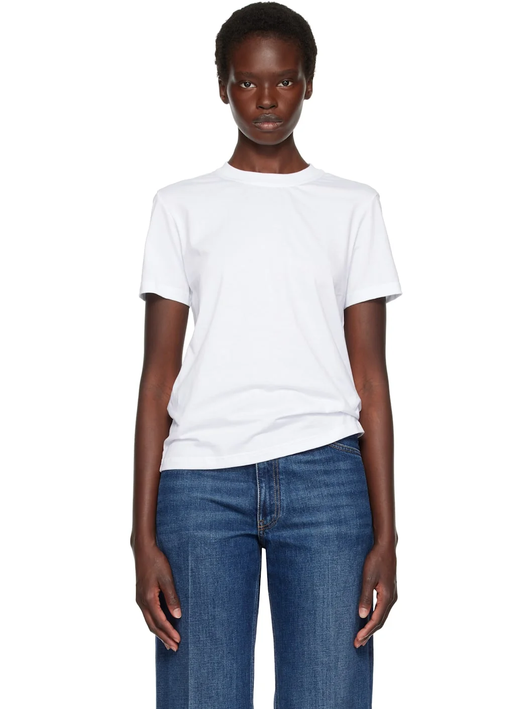 White Cotton Ribbon Detail T-shirt - 1