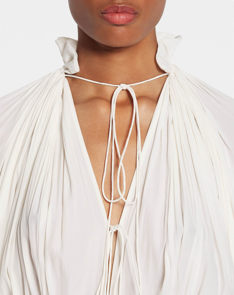 LONG CHARMEUSE RUFFLE DRESS 5