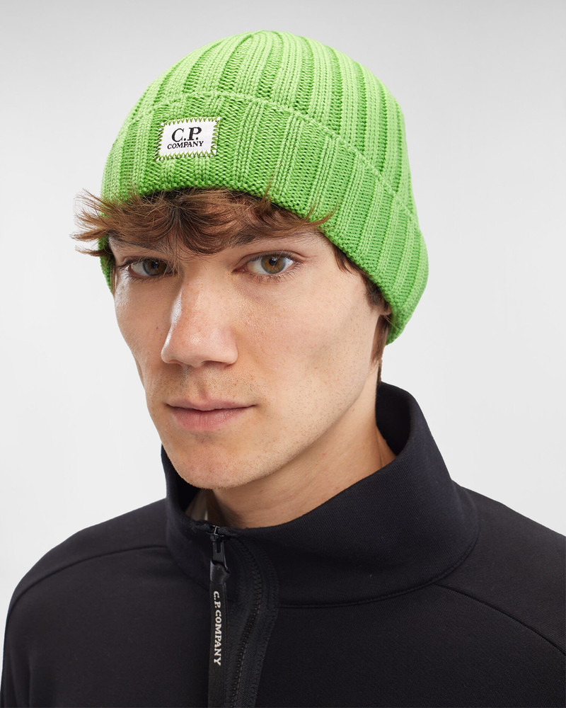 C.P. Company Extra Fine Merino Wool Logo Beanie outlook
