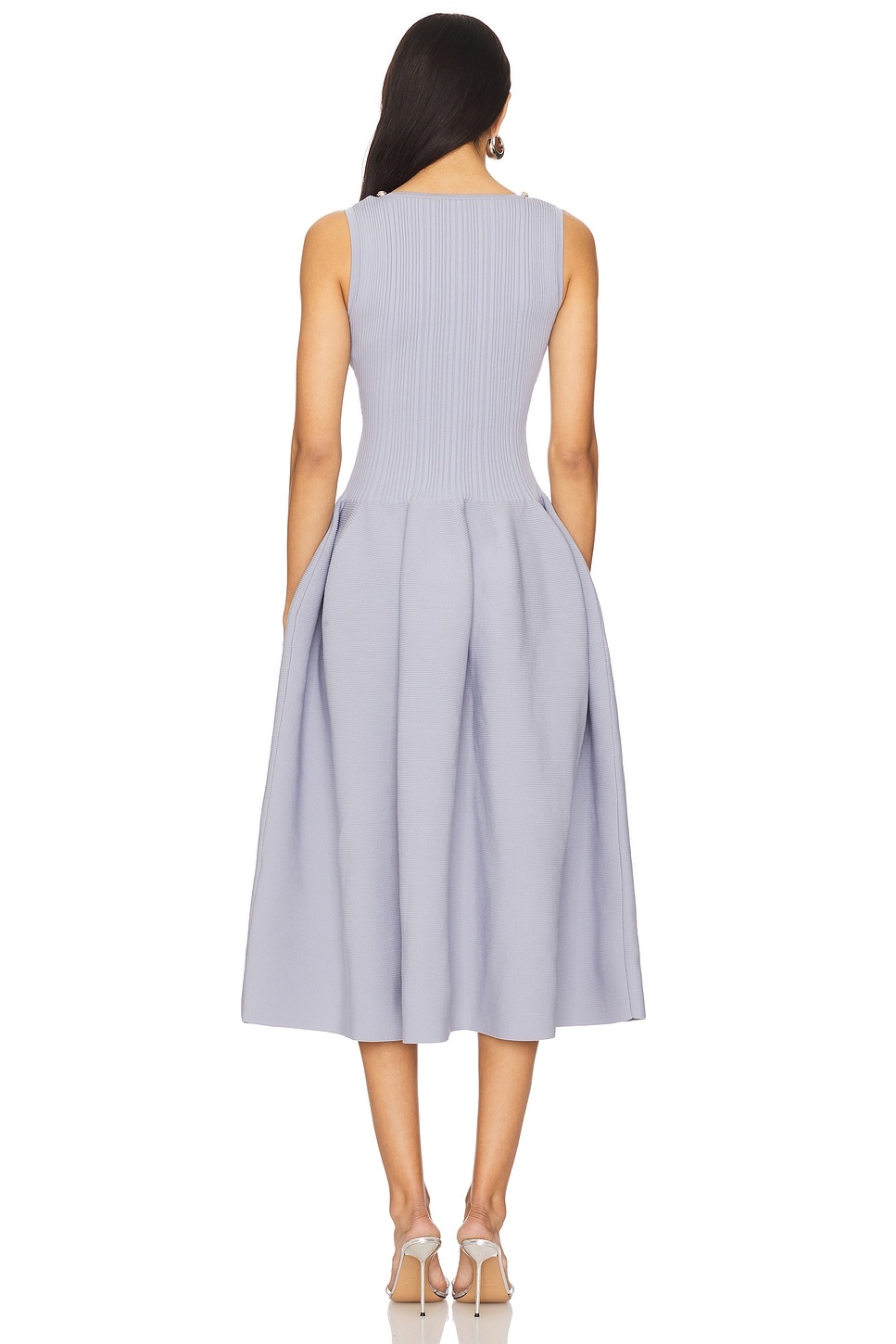 Ribbed Knit Diamante Midi Dress - 3