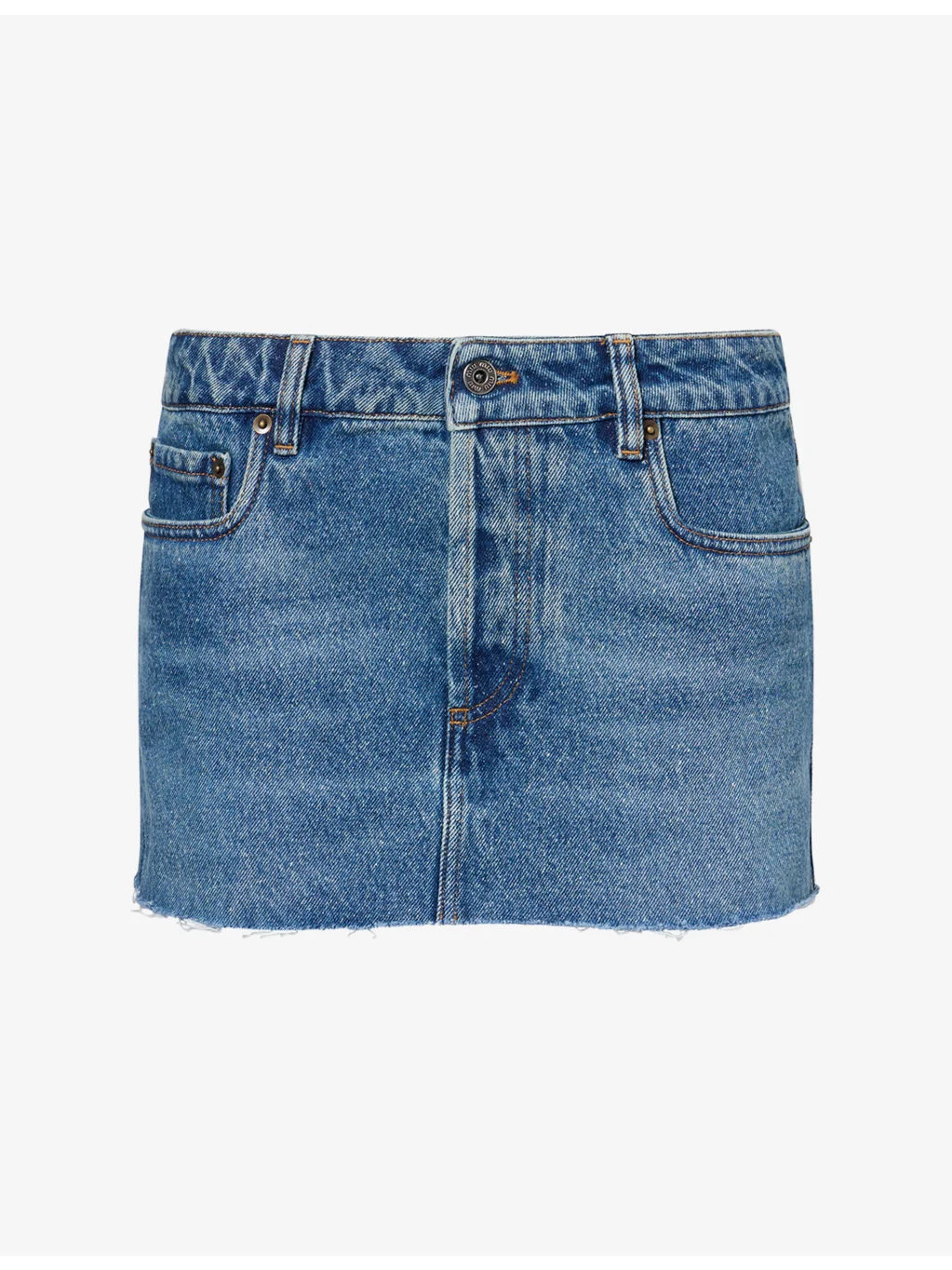 Frayed Denim Mini Skirt - 1