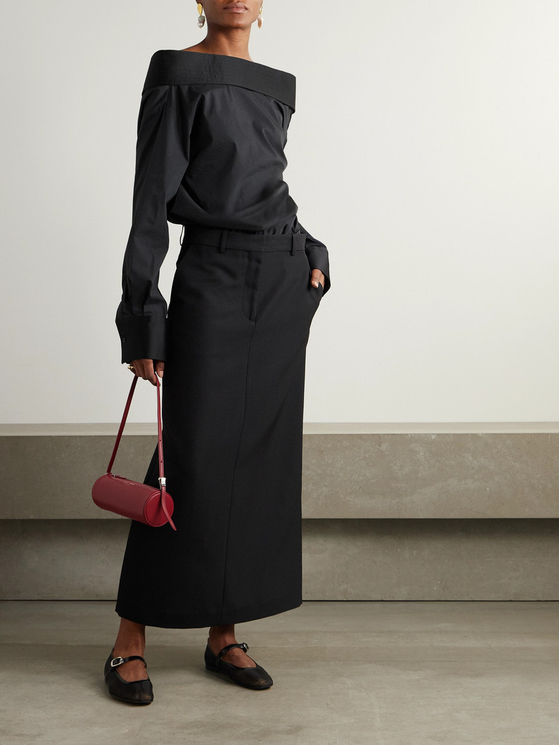 ABADIA Satin-trimmed Cotton-blend Poplin Bodysuit outlook