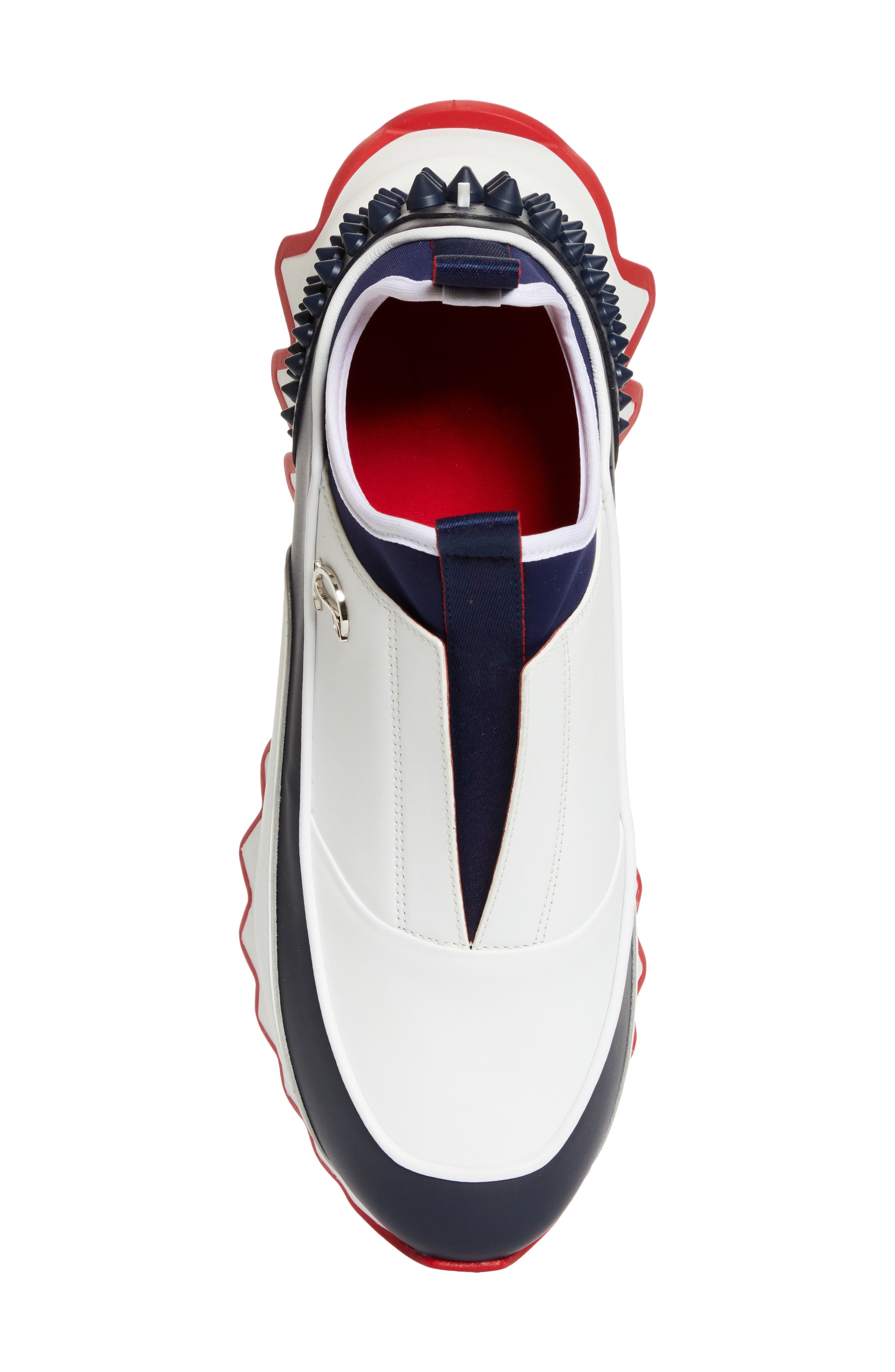Christian Louboutin Sharkyloub Spikes Slip-On Sneaker in Marine/White at Nordstrom - 5