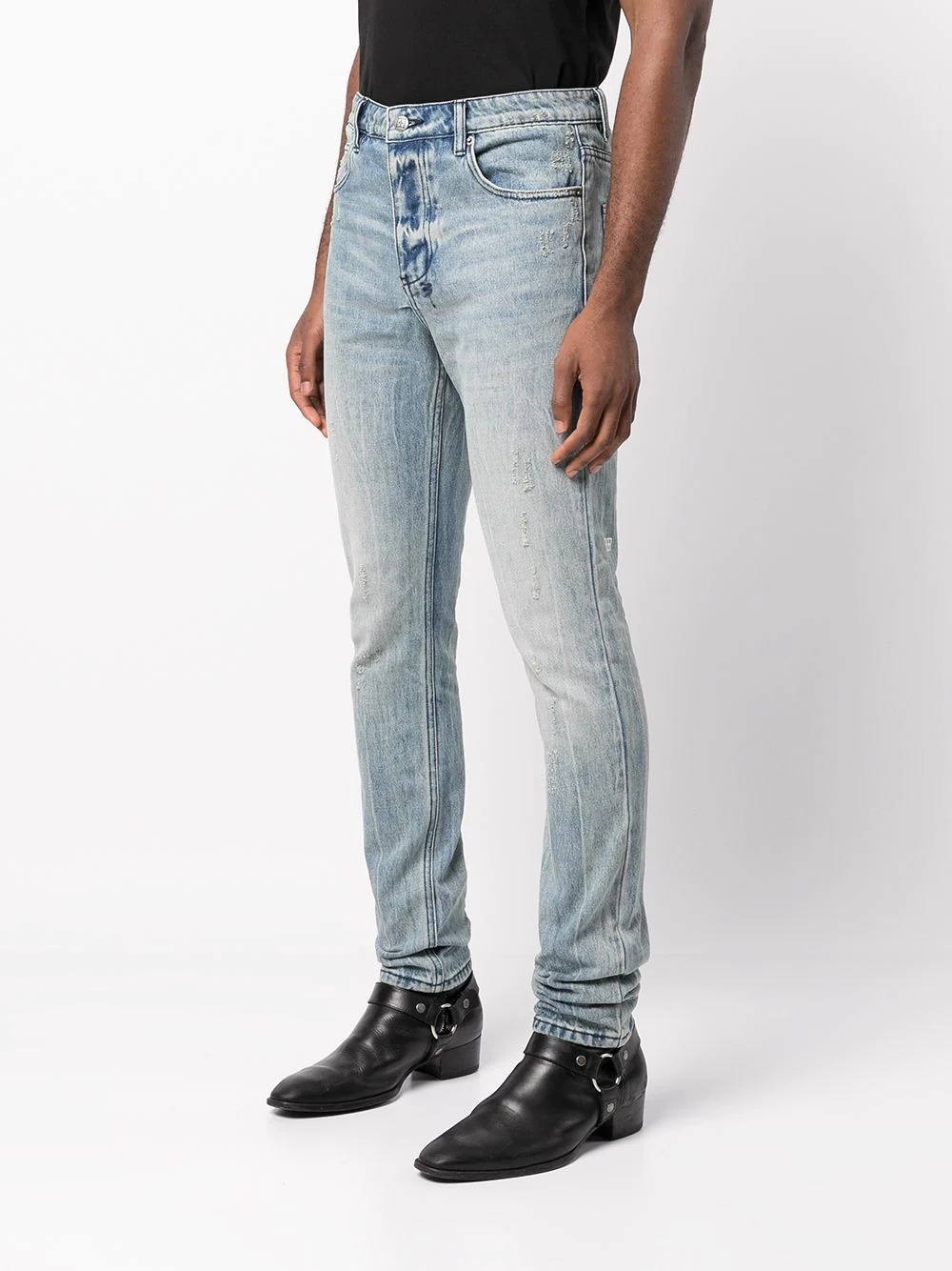 distressed mid-rise slim fit jeans - 3