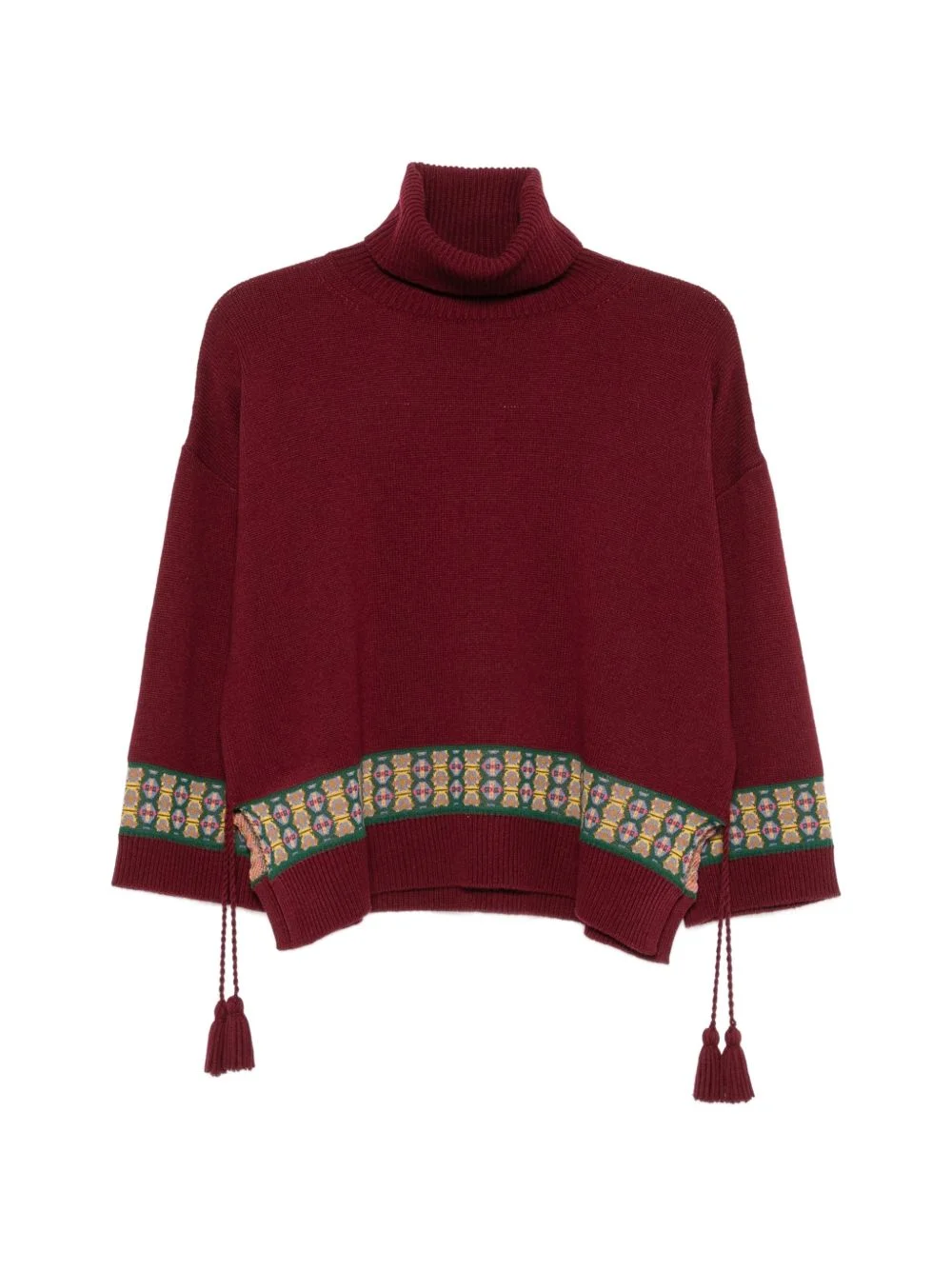 geometric-pattern tassel-detail sweater - 1