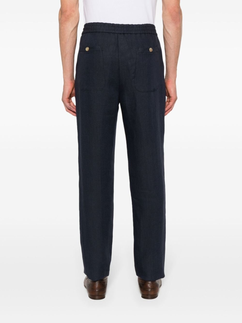 herringbone linen trousers - 4