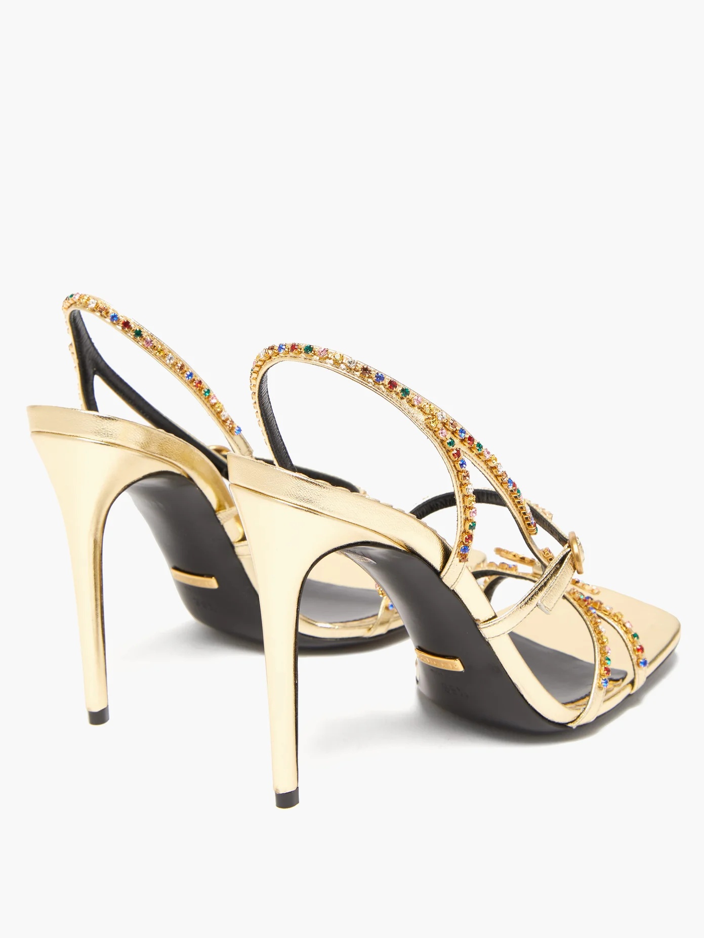 Carmen crystal-embellished metallic sandals - 4