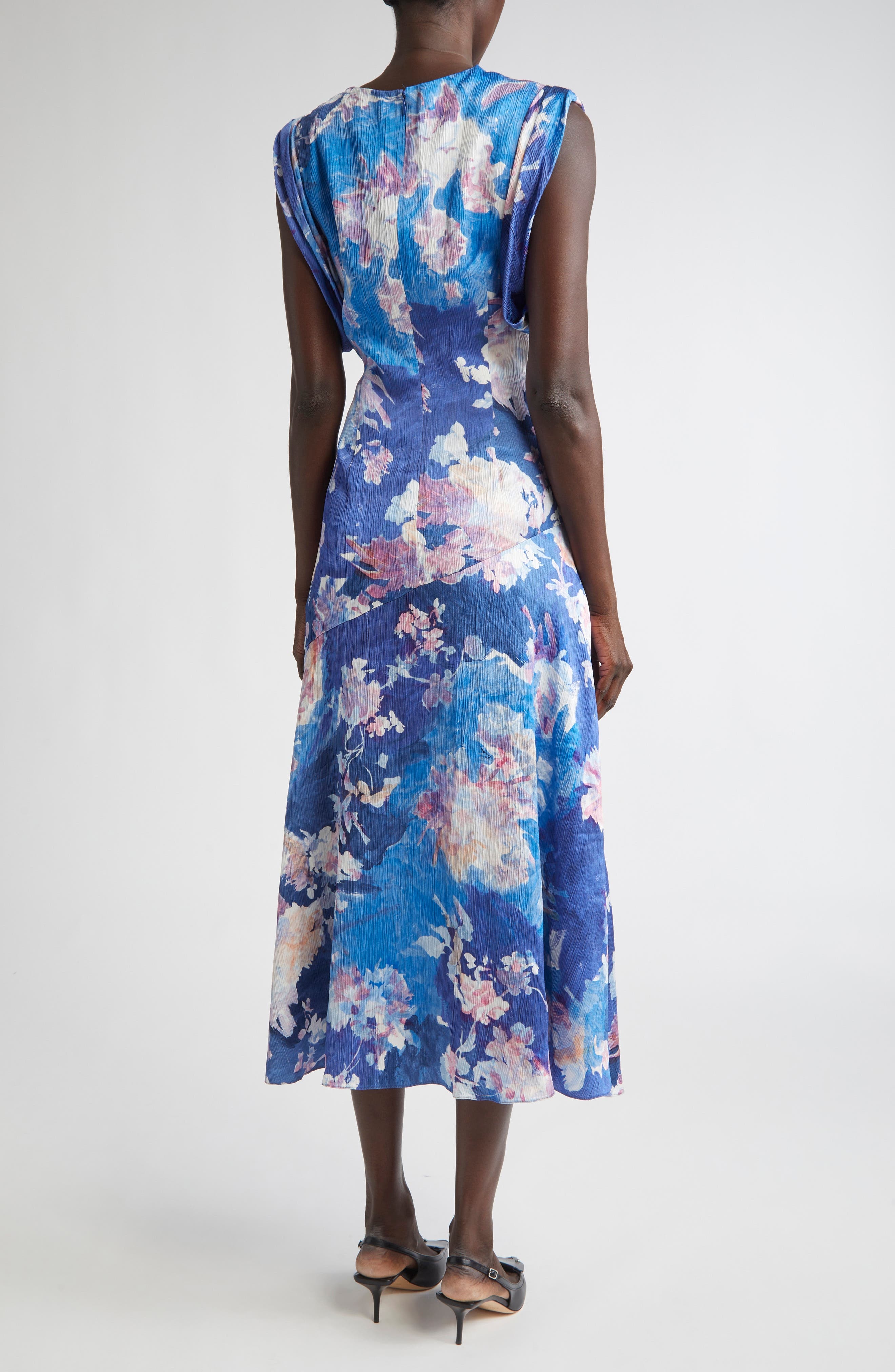 Erdem Floral Print Sleeveless Cotton Poplin Shirtdress in Artist Garden Pale Cobalt at Nordstrom - 2