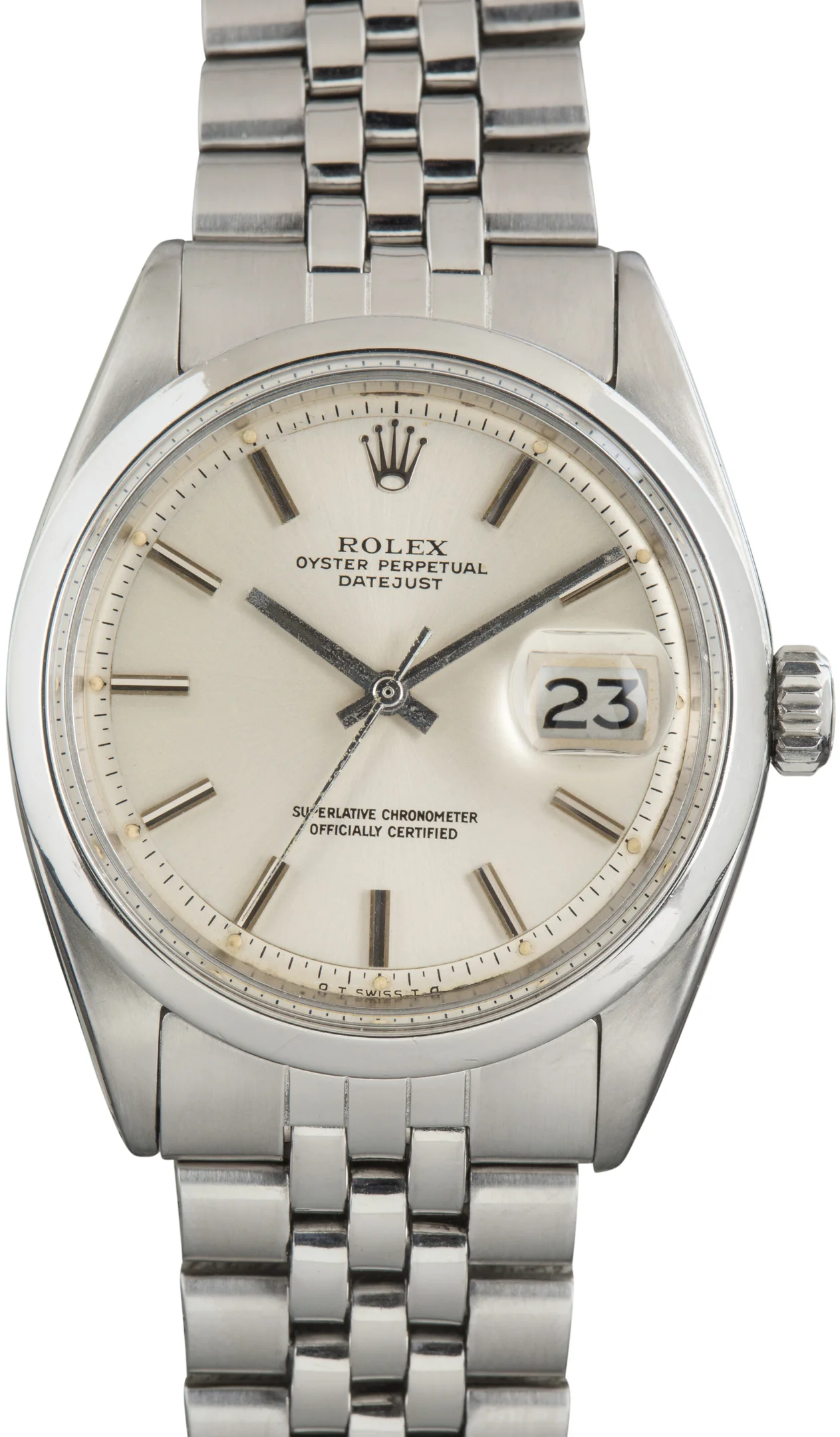 Vintage Rolex Datejust 36 Ref 1600 Silver Pie Pan Sigma Dial - 1