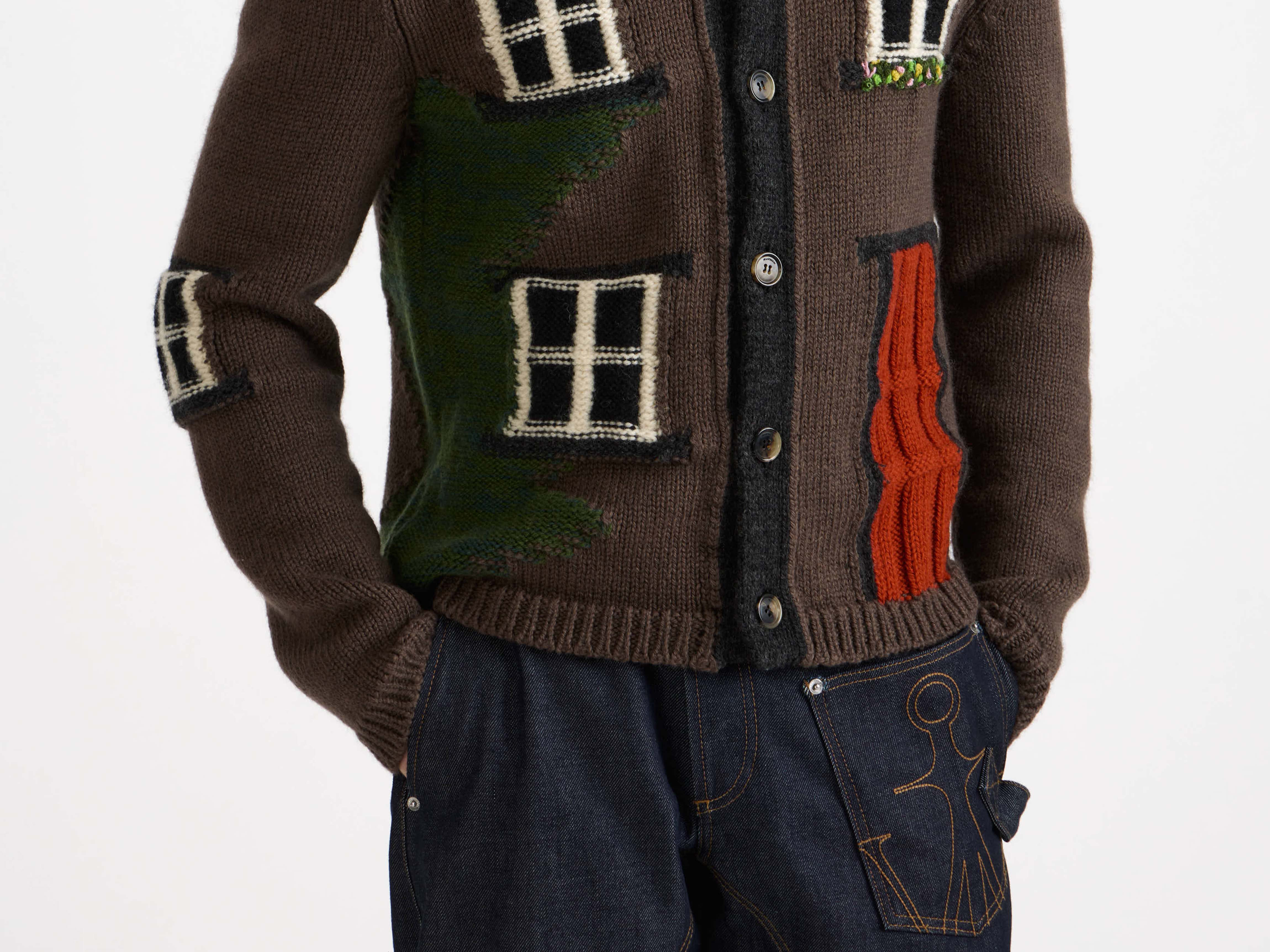 HOUSE POLO CARDIGAN IN CHESTNUT BROWN - 4