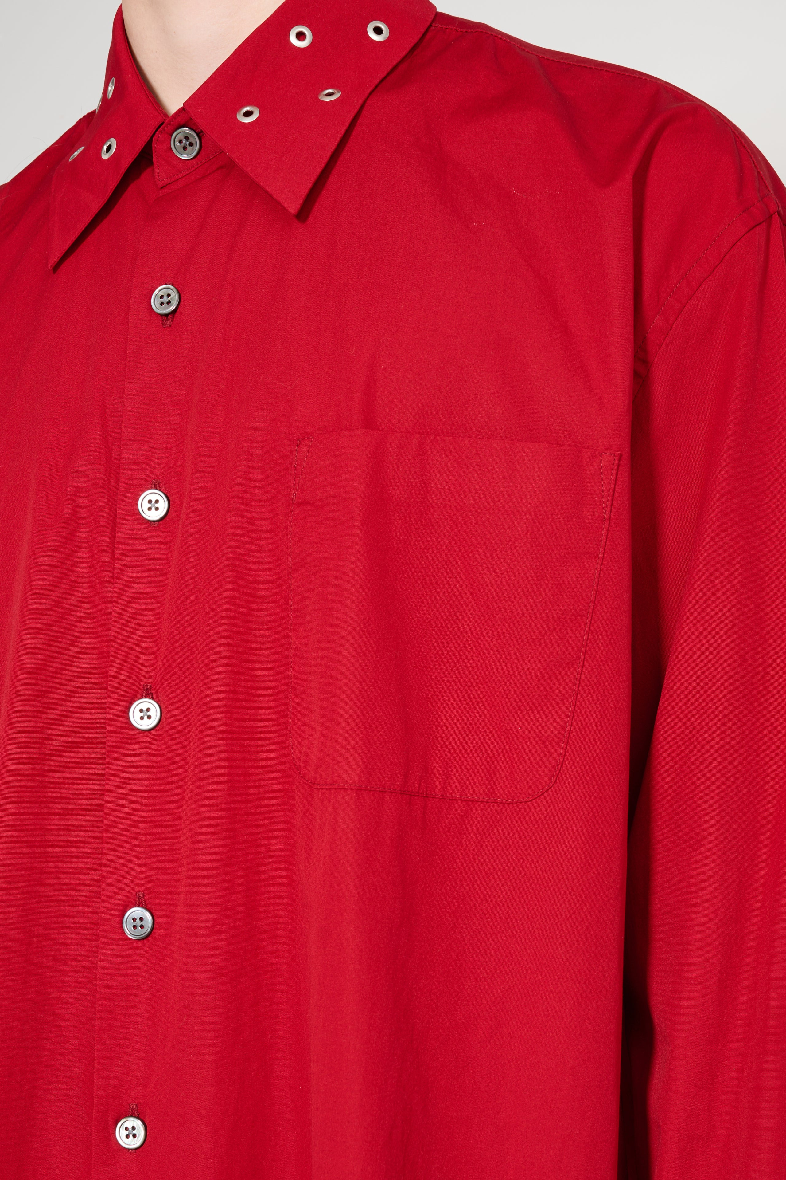 OUR LEGACY ABOVE SHIRT LIPSTICK RED SUPER POPLIN - 6