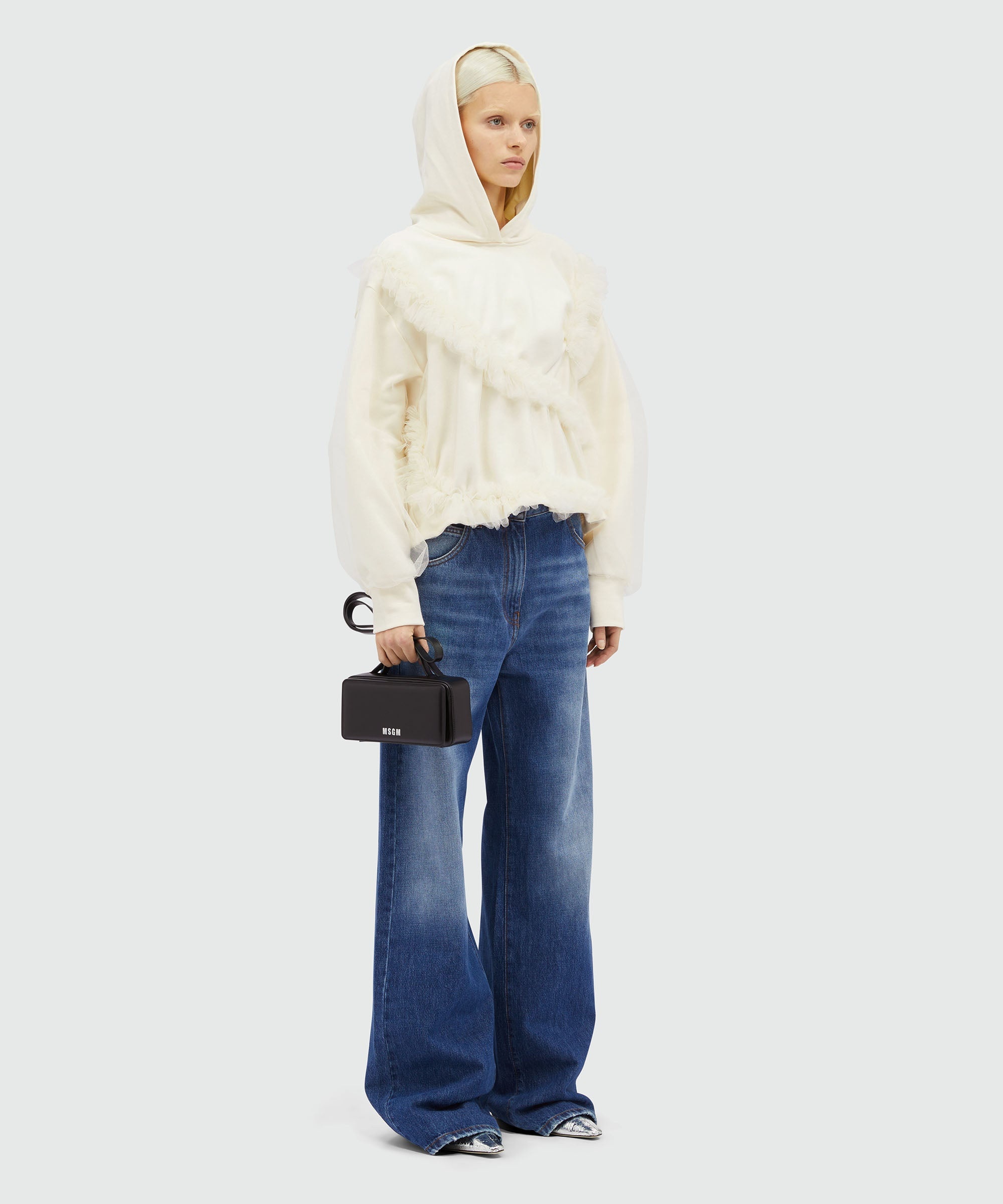Tulle double jersey sweatshirt with ruffles - 4