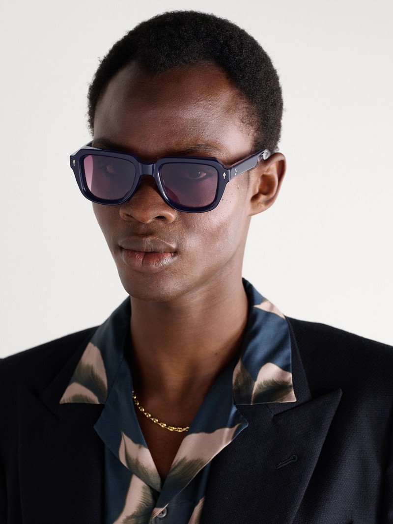 JACQUES MARIE MAGE Taos Square-Frame Acetate Sunglasses Blue outlook