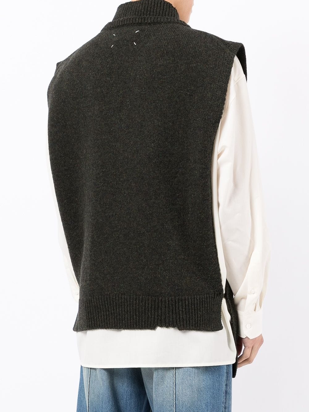 signature-stitch deconstructed sweater - 4