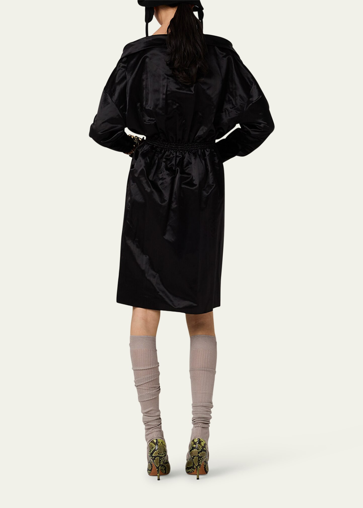 Satin Button-Front Dress - 3